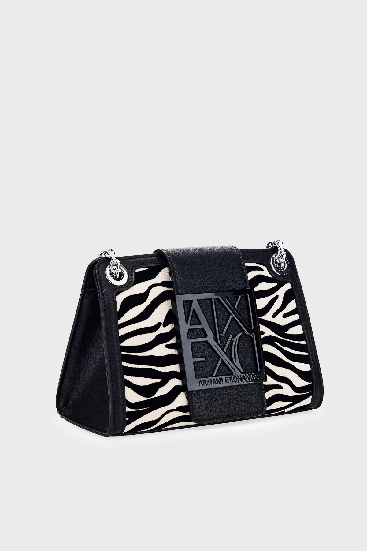 Armani Exchange Zebra Desenli Zincir Askılı Kadın Çanta XW000281 AF26445 MC149 Siyah - 2