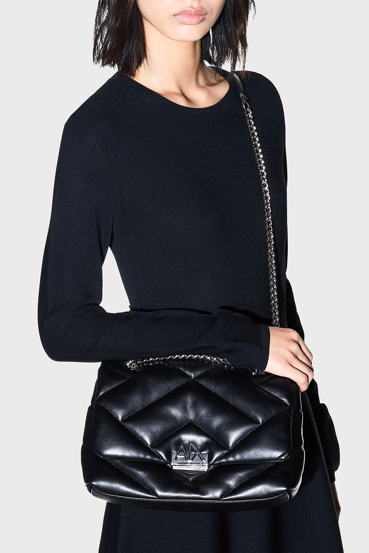 Armani Exchange Zincir Askılı Kadın Çanta XW000355 AF26568 UC001 Siyah - 3