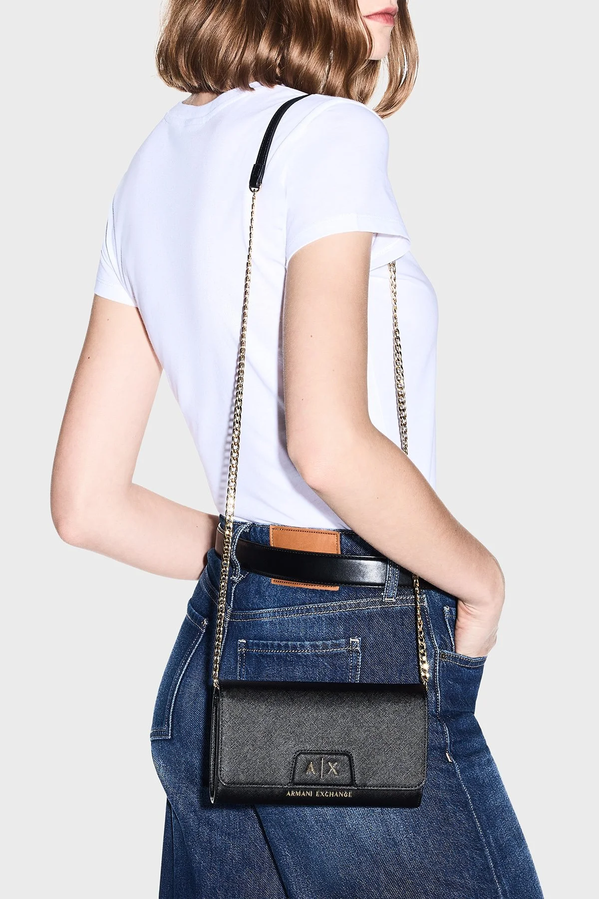 Armani Exchange Zincir Askılı Portföy Kadın Cüzdan XW000358 AF26570 UC001 Siyah - 2