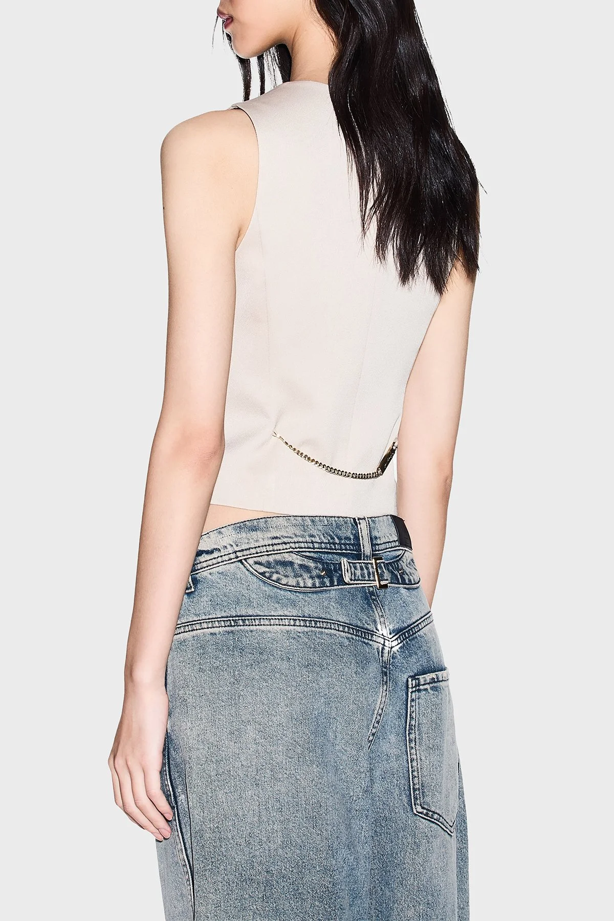 Armani Exchange Zincir Detaylı Regular Fit V Yaka Bayan Yelek XW001954 AF21553 U6223 BEJ - 3