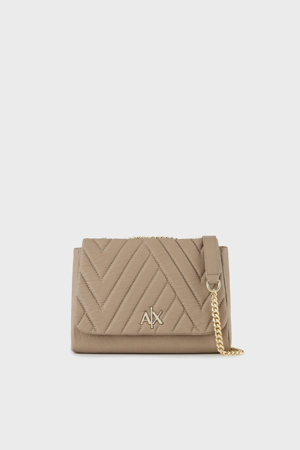 Armani Exchange Zincirli Ayarlanabilir Omuz Askılı Metalik Logo Detaylı Bayan Çanta 942853 2F745 09752 TOPRAK - 1