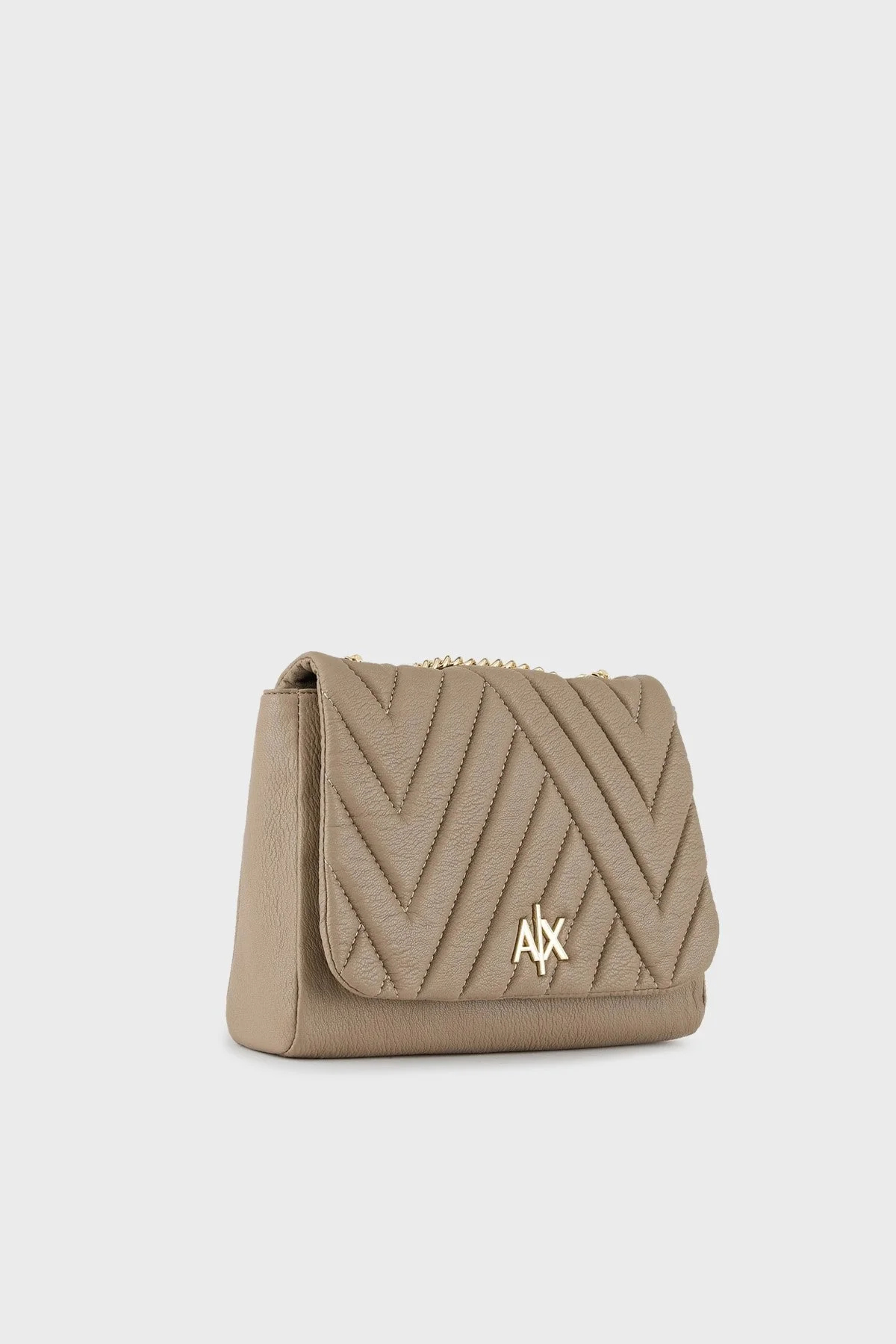 Armani Exchange Zincirli Ayarlanabilir Omuz Askılı Metalik Logo Detaylı Bayan Çanta 942853 2F745 09752 TOPRAK - 7