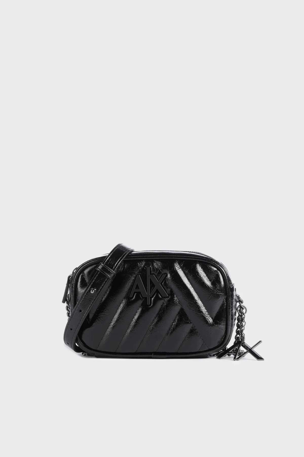 Armani Exchange Zincirli Ayarlanabilir Omuz Askılı Metalik Logo Detaylı Bayan Çanta 942855 3F779 00020 SİYAH - 1