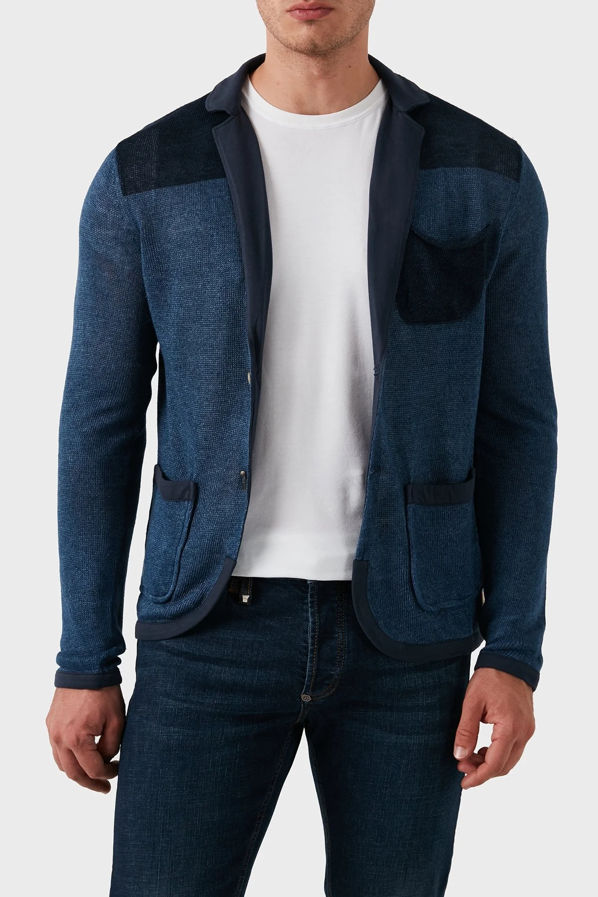 Armani Jeans % 100 Keten Slim Fit Cepli Triko Erkek Hırka A6W57 YAM5 LACİVERT - 1