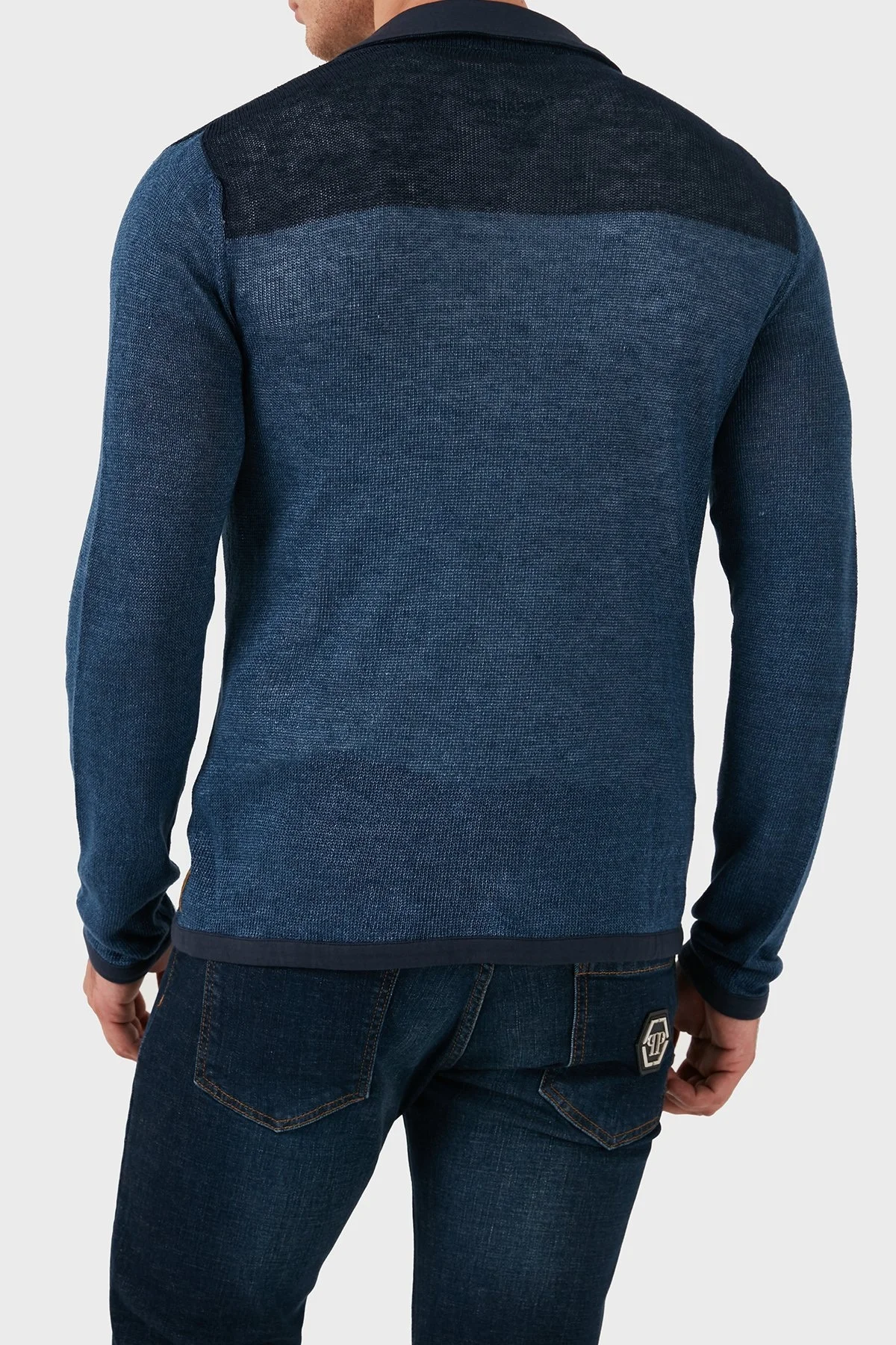 Armani Jeans % 100 Keten Slim Fit Cepli Triko Erkek Hırka A6W57 YAM5 LACİVERT - 2