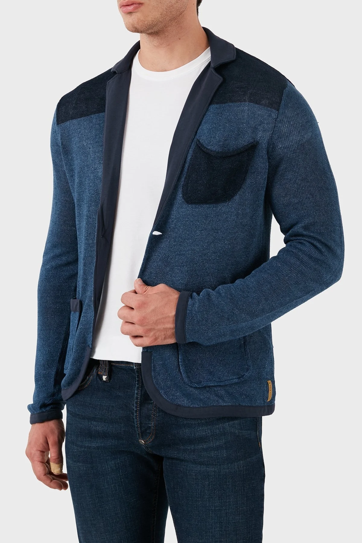 Armani Jeans % 100 Keten Slim Fit Cepli Triko Erkek Hırka A6W57 YAM5 LACİVERT - 3