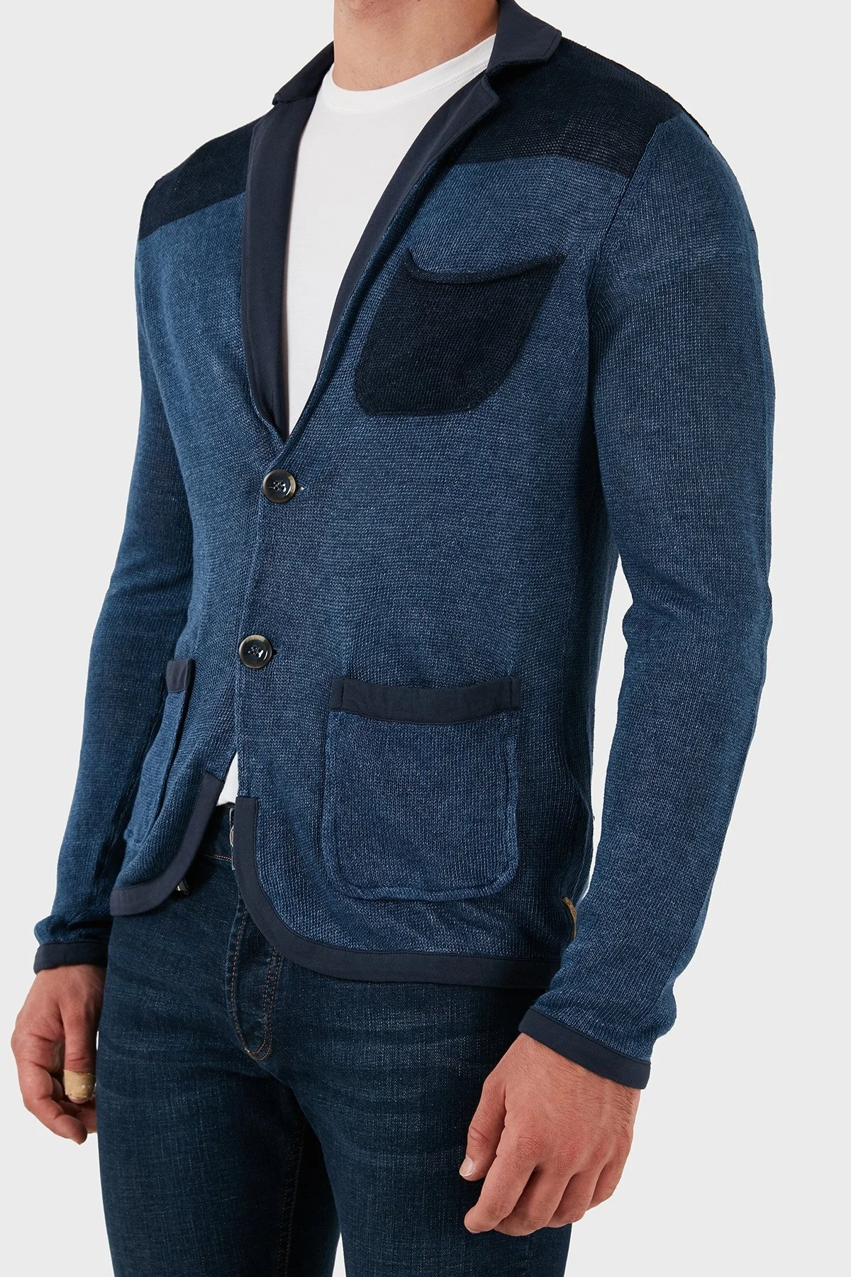 Armani Jeans % 100 Keten Slim Fit Cepli Triko Erkek Hırka A6W57 YAM5 LACİVERT - 6