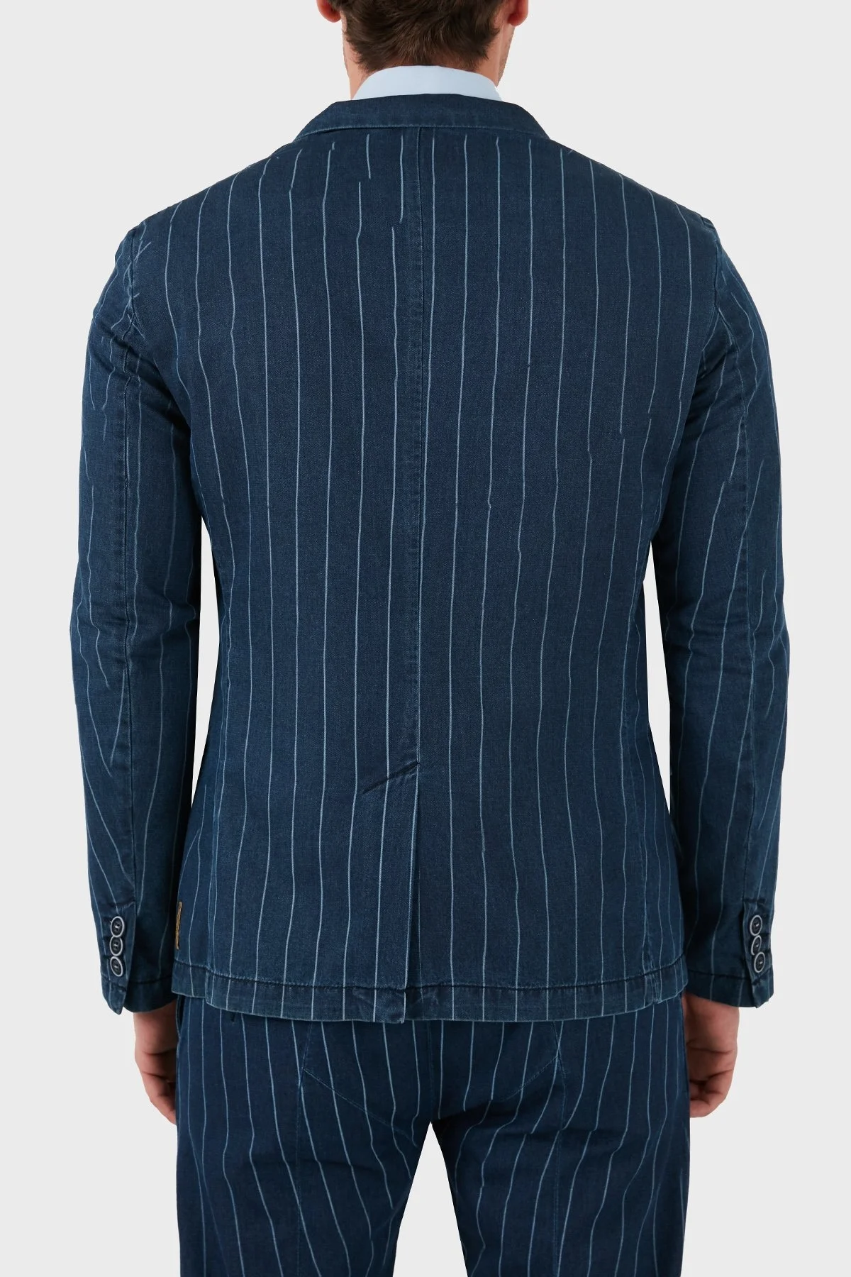 Armani Jeans % 100 Pamuklu Çizgili Erkek Ceket A6N41 1C15 LACİVERT - 2