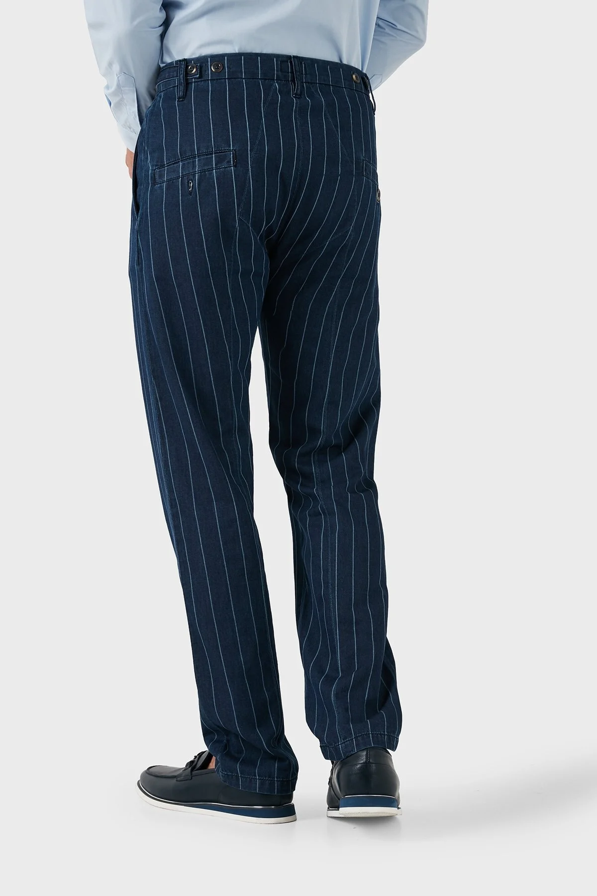 Armani Jeans % 100 Pamuklu Çizgili Erkek Pantolon A6P25 1C15 LACİVERT - 7