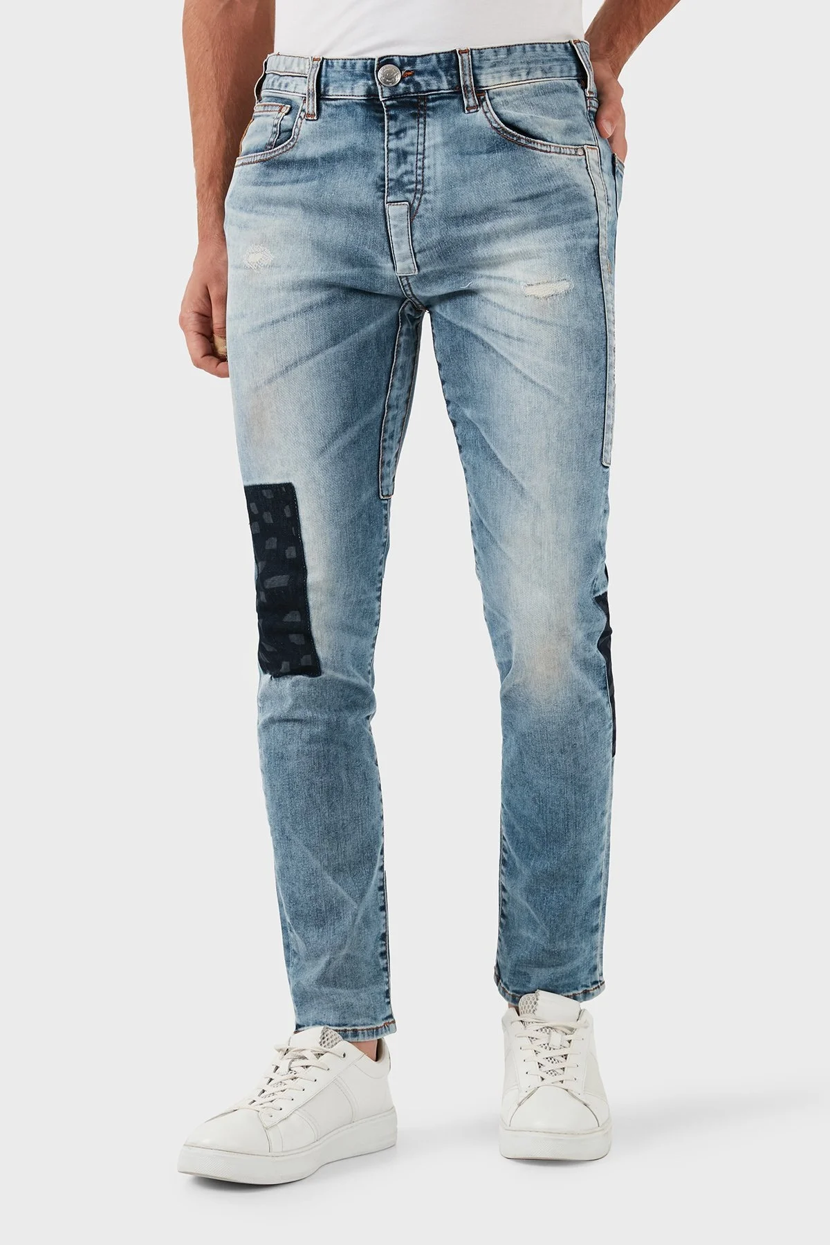 Armani Jeans Logolu Streç Pamuklu Jeans Erkek Kot Pantolon A6J27 1GC15 MAVİ - 1