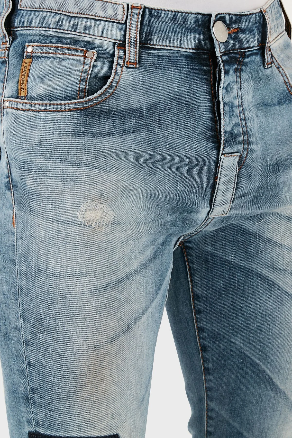 Armani Jeans Logolu Streç Pamuklu Jeans Erkek Kot Pantolon A6J27 1GC15 MAVİ - 6