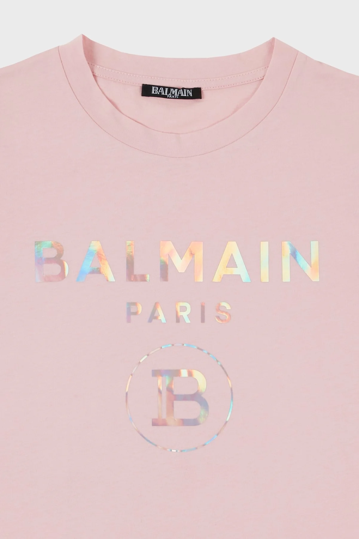 Balmain Pamuklu Bisiklet Yaka Çocuk T Shirt 6M8021 MX030 502MC PUDRA - 6
