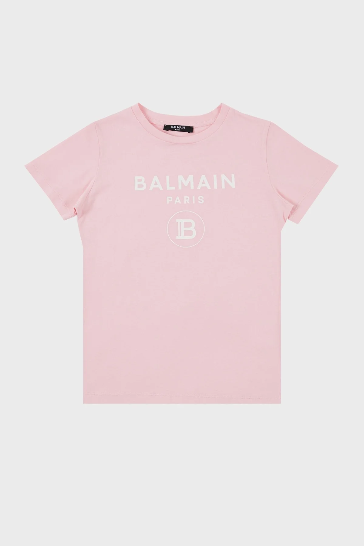 Balmain Pamuklu Bisiklet Yaka Çocuk T Shirt 6M8701 MX030 506BC PUDRA - 1