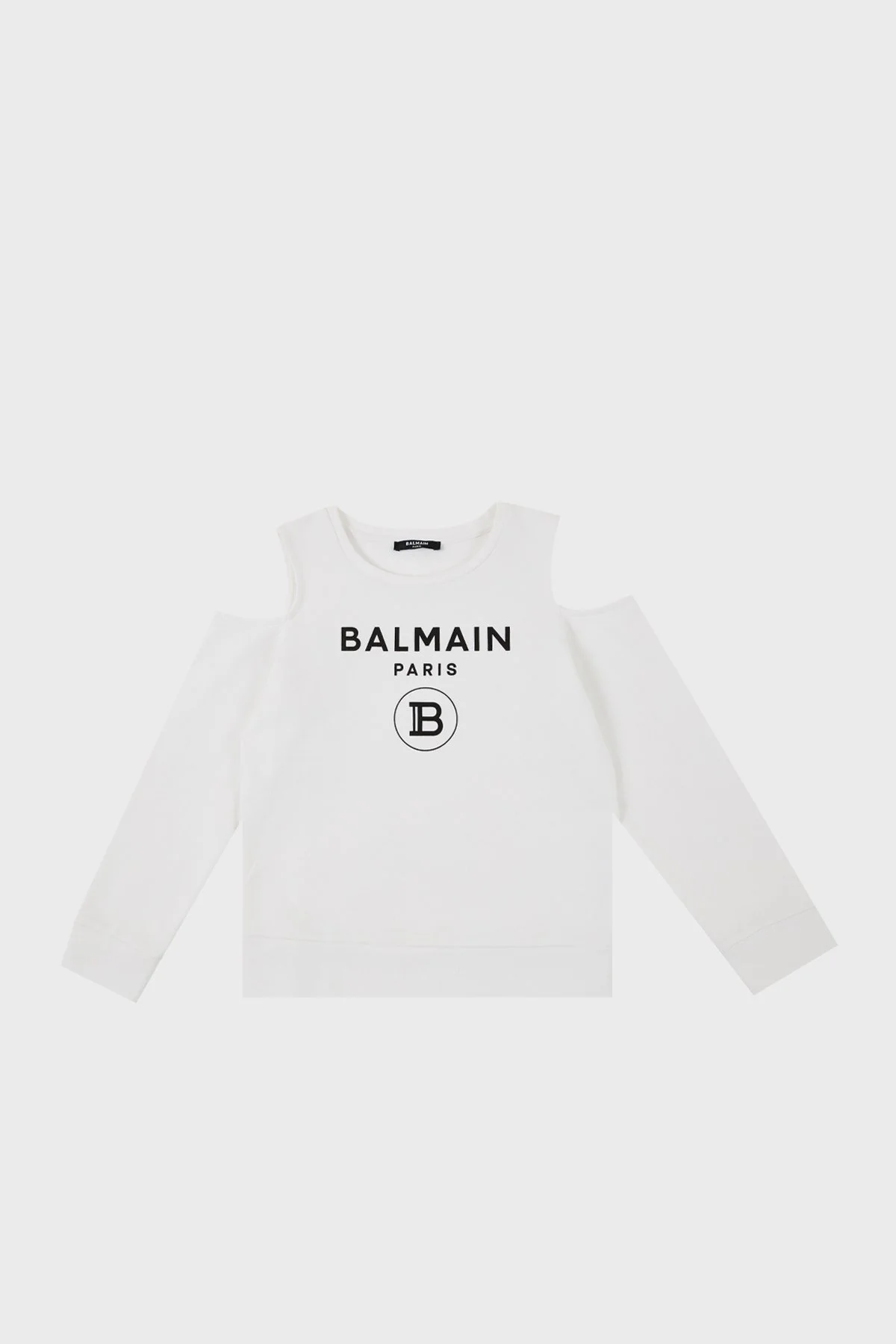 Balmain Pamuklu Bisiklet Yaka Pencereli Çocuk Sweat 6M4020 MX270 130 BEYAZ - 5
