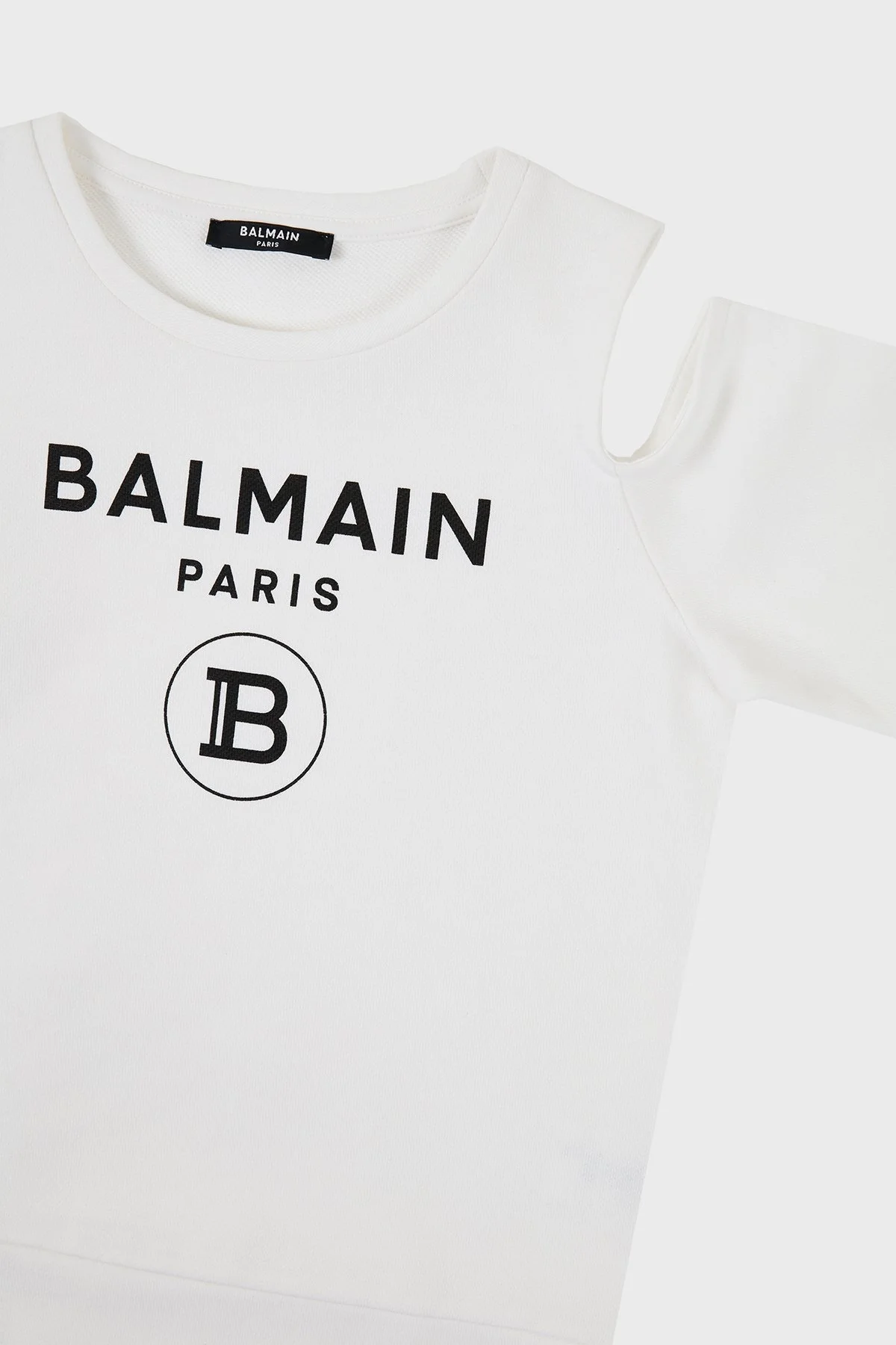 Balmain Pamuklu Bisiklet Yaka Pencereli Çocuk Sweat 6M4020 MX270 130 BEYAZ - 8