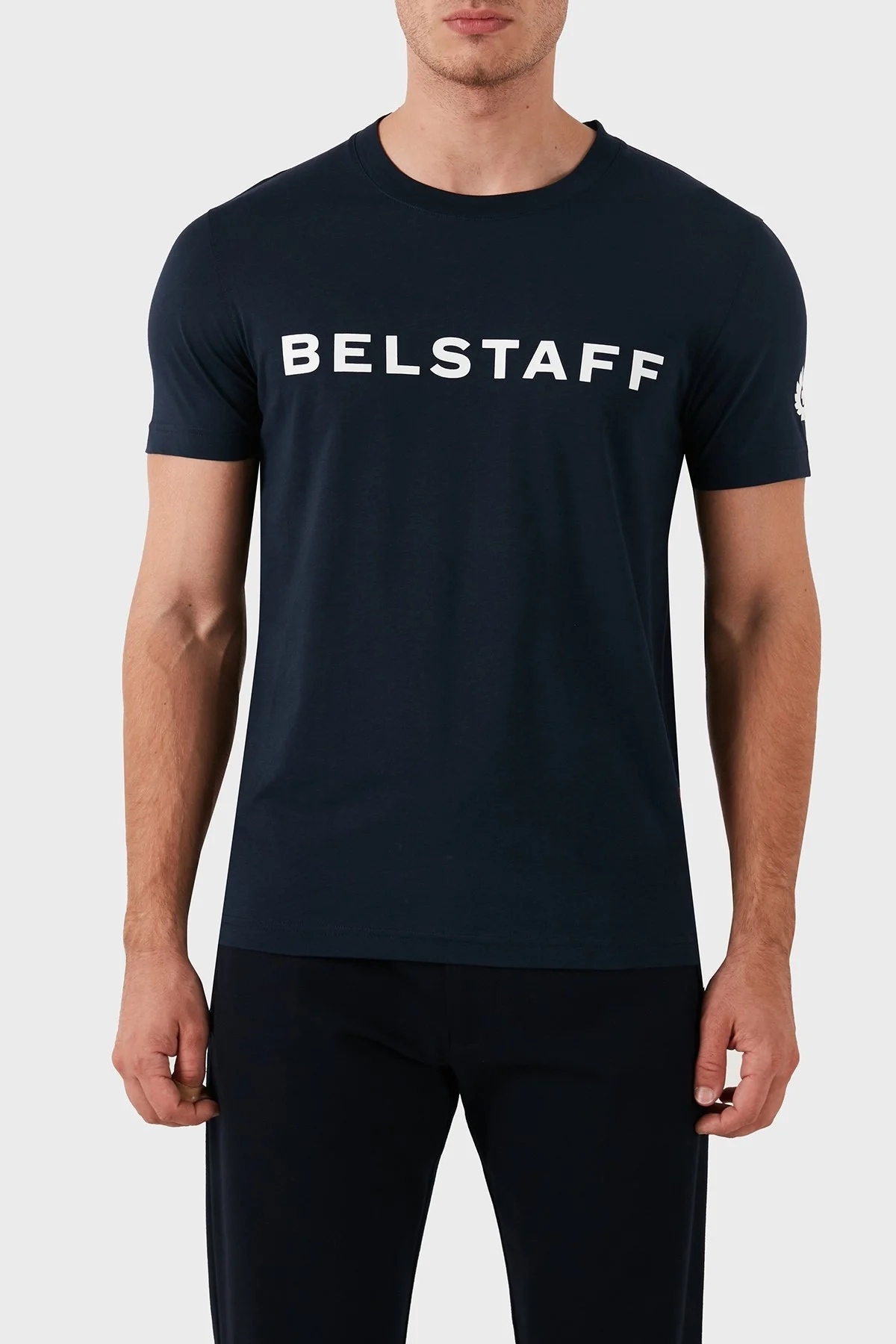 Belstaff % 100 Pamuklu Bisiklet Yaka Erkek T Shirt 71140200 J61A0067 80000 LACİVERT - 1