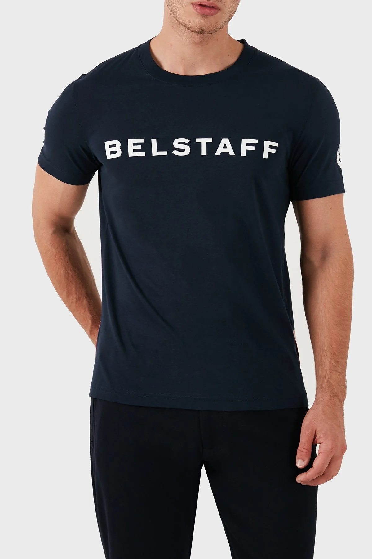 Belstaff % 100 Pamuklu Bisiklet Yaka Erkek T Shirt 71140200 J61A0067 80000 LACİVERT - 3
