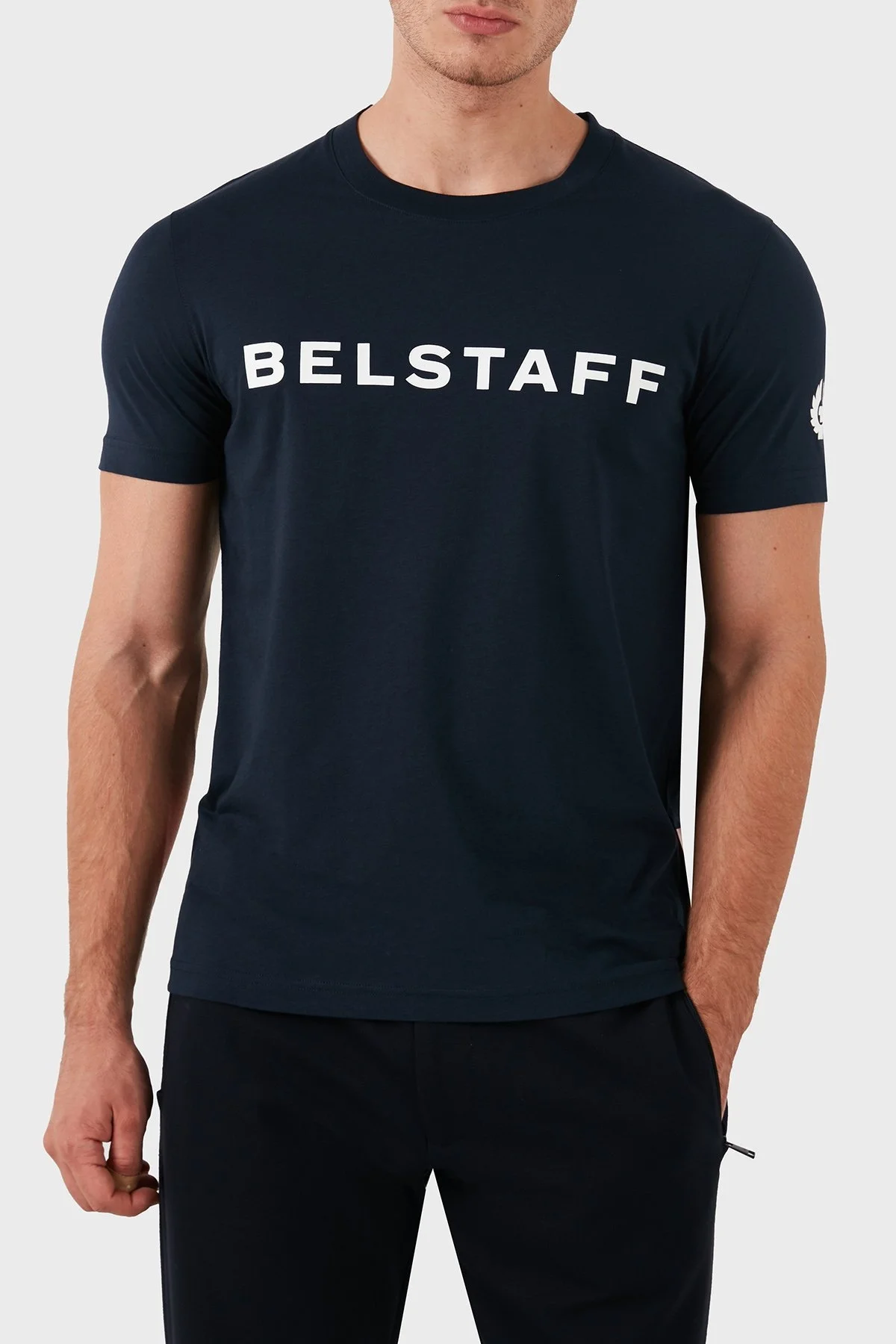 Belstaff % 100 Pamuklu Bisiklet Yaka Erkek T Shirt 71140200 J61A0067 80000 LACİVERT - 5