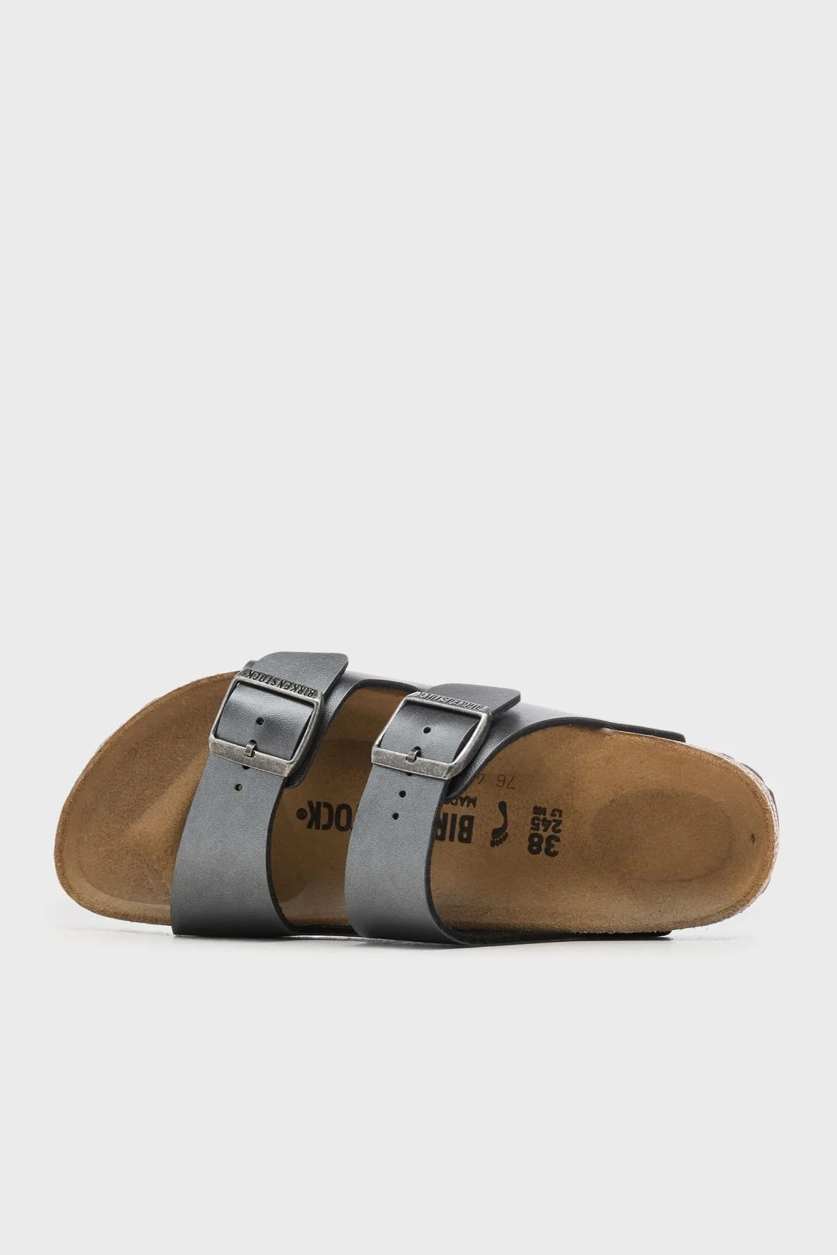 Birkenstock Arizona Bf Hakiki Deri Çift Bantlı Metalik Bayan Terlik 1029224 ANTRASİT - 5
