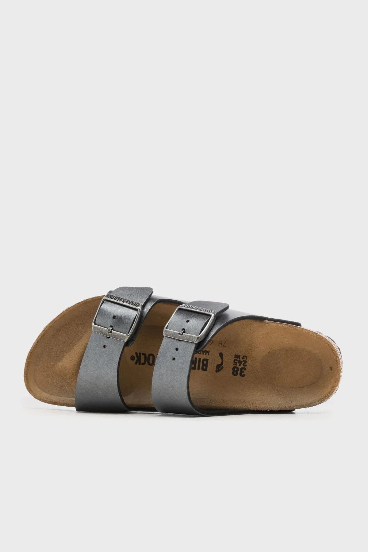 Birkenstock Arizona Bf Hakiki Deri Çift Bantlı Metalik Kadın Terlik 1029224 ANTRASİT - 5