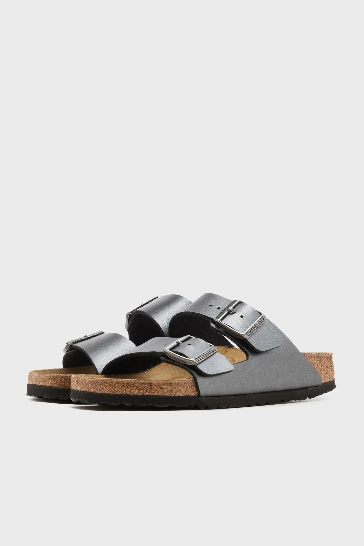 Birkenstock Arizona Bf Hakiki Deri Çift Bantlı Metalik Kadın Terlik 1029224 ANTRASİT - 3