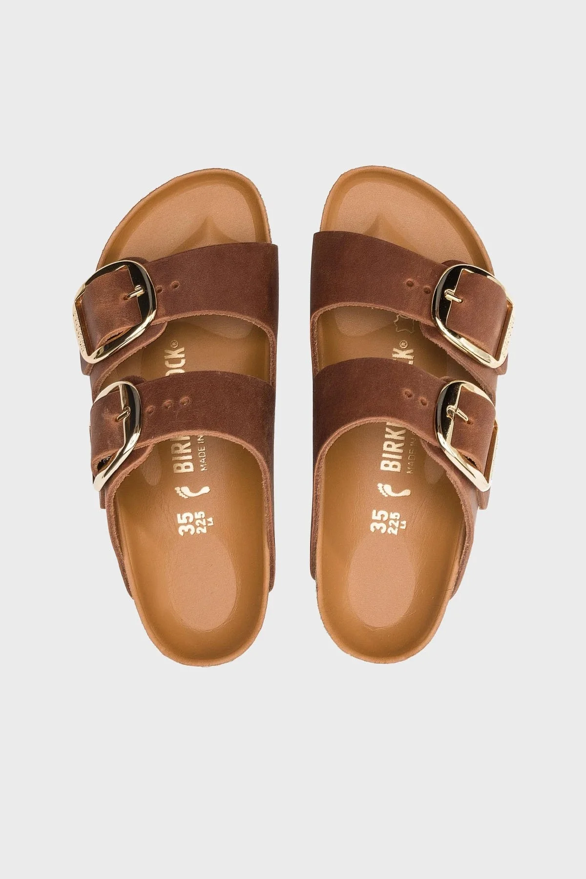 Birkenstock Arizona Big Buckle Leoi % 100 Deri Çift Bantlı Bayan Terlik 1011073 KONYAK - 4