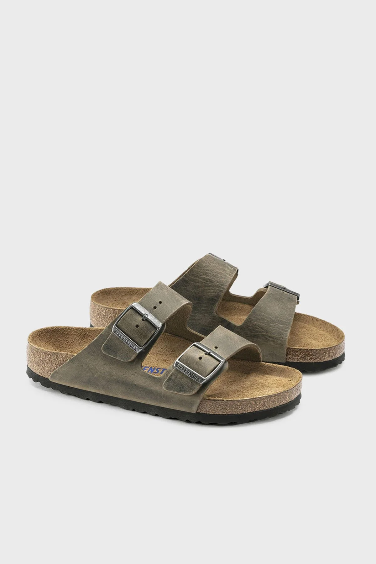 Birkenstock Arizona Sfb Deri Çift Bantlı Unisex Terlik 1019377 KOYU HAKİ - 2