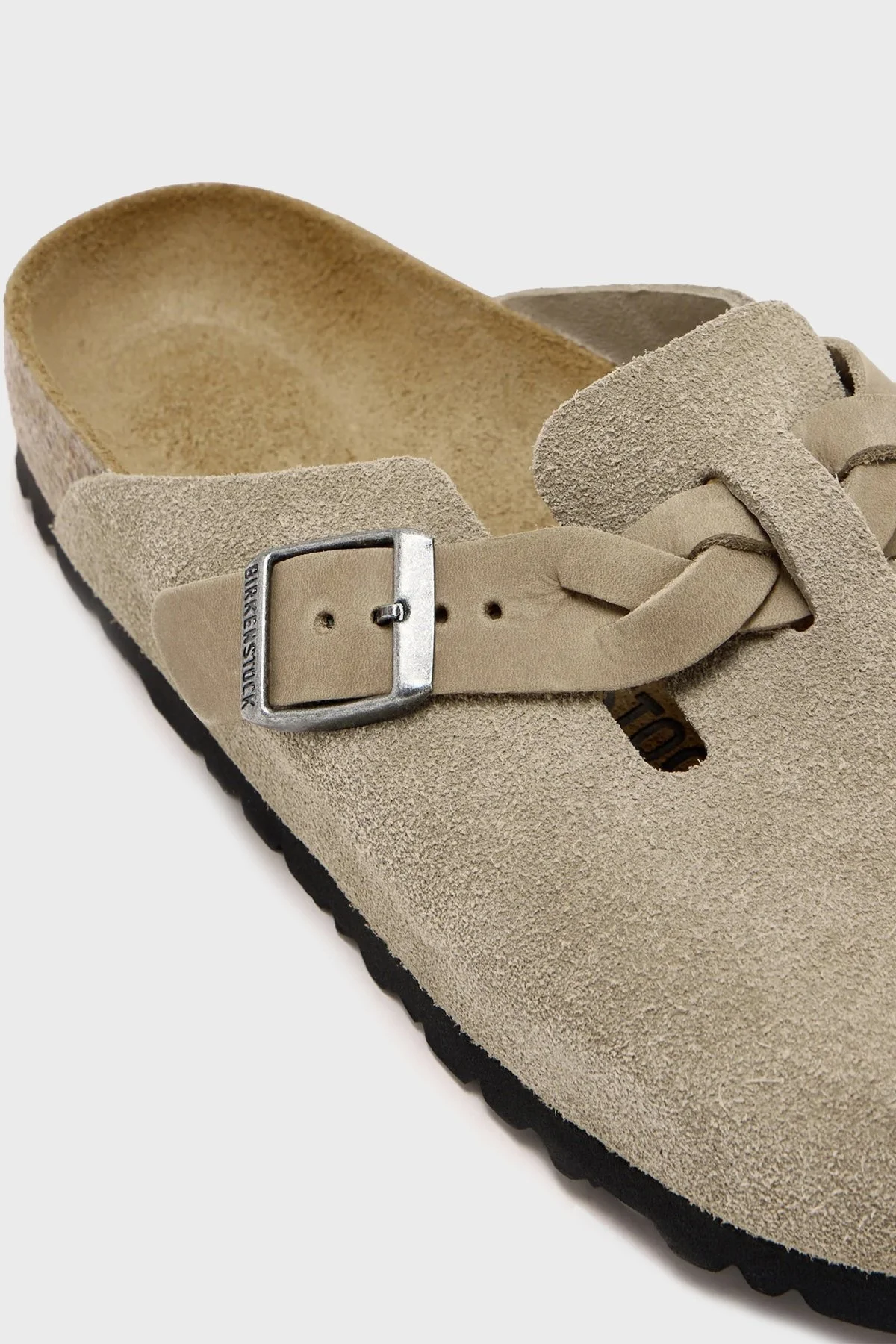 Birkenstock Boston Braided Kemer Detaylı Süet Bayan Terlik 1026694 AÇIK YEŞİL - 5