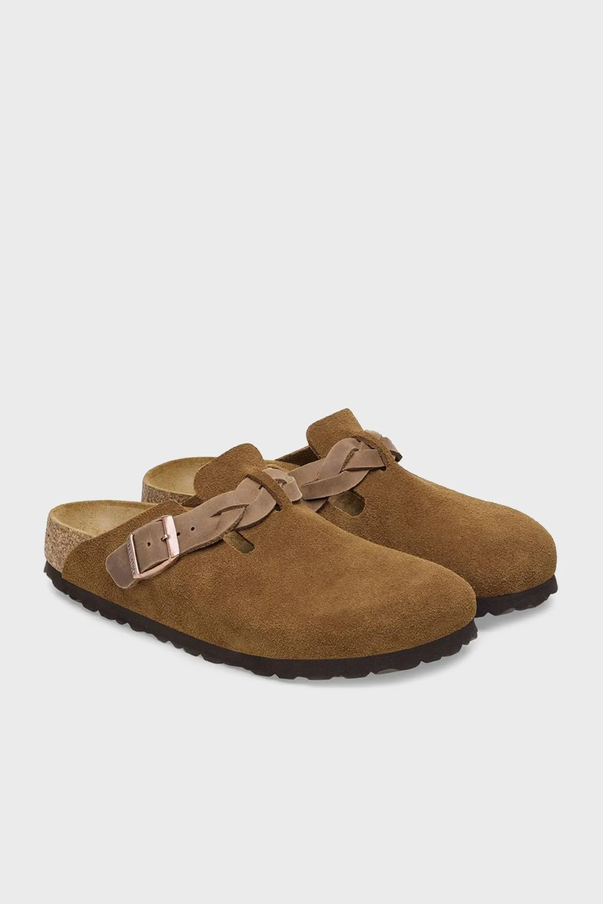 Birkenstock Boston Braided Kemer Detaylı Süet Bayan Terlik 1026713 VİZON - 3