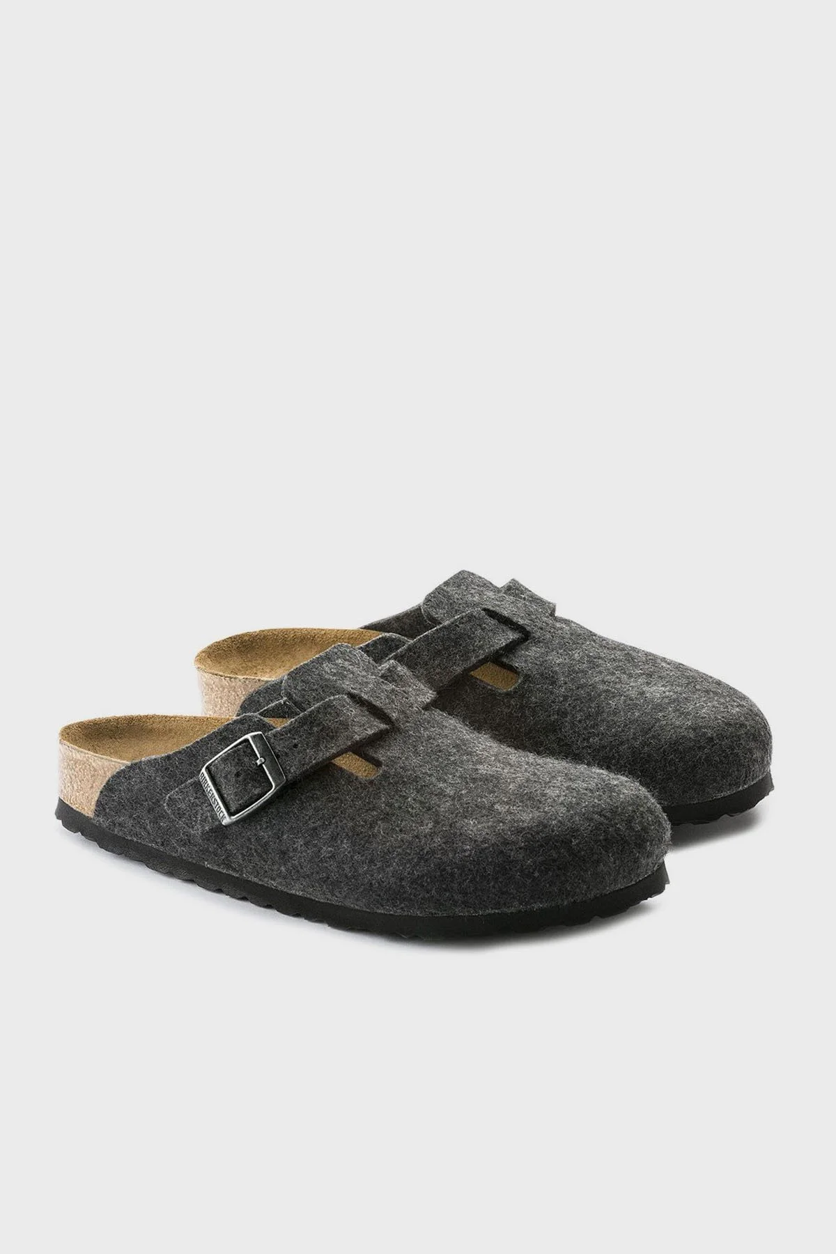 Birkenstock Boston Deri Kemer Detaylı Kapalı Unisex Terlik 160373 ANTRASİT - 3