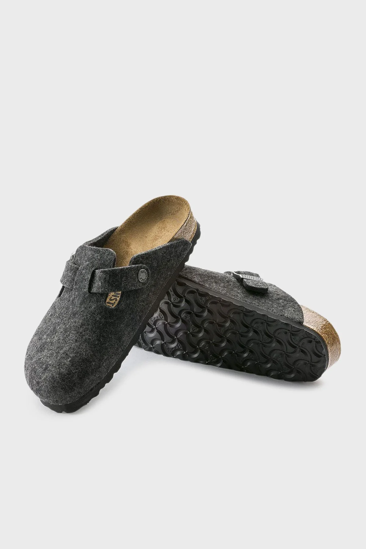 Birkenstock Boston Deri Kemer Detaylı Kapalı Unisex Terlik 160373 ANTRASİT - 4