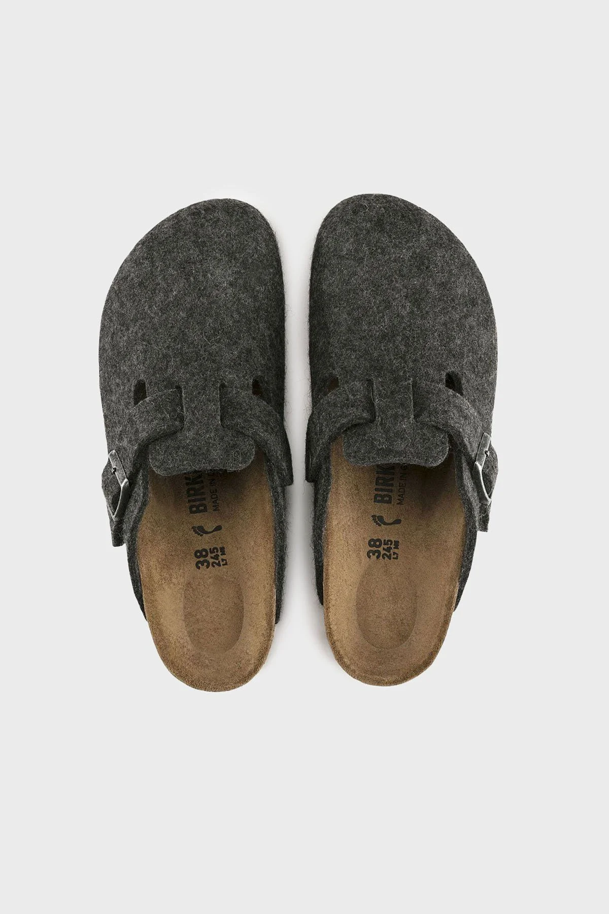 Birkenstock Boston Deri Kemer Detaylı Kapalı Unisex Terlik 160373 ANTRASİT - 5