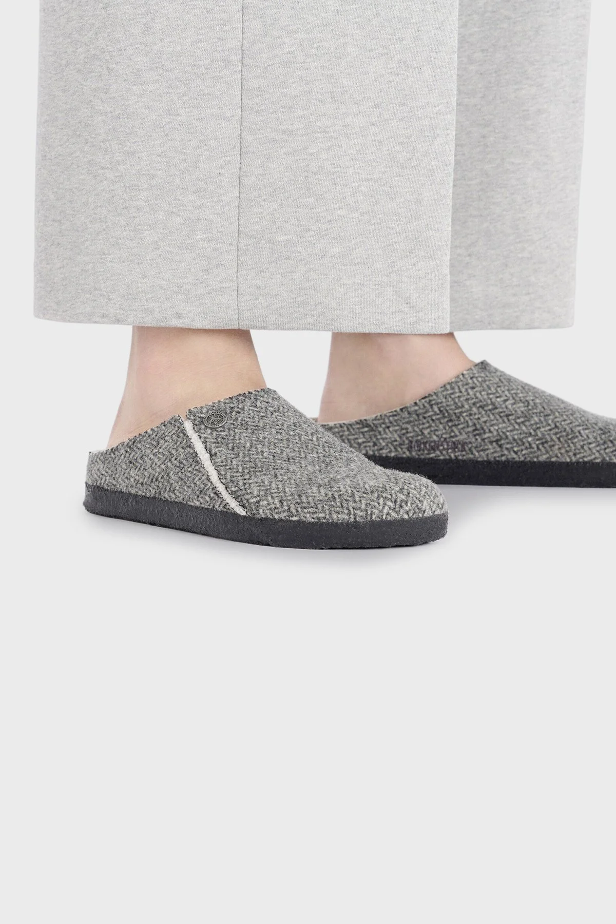 Birkenstock Zermatt Desenli Keçe Ev Unisex Terlik 1028049 KOYU GRİ - 5