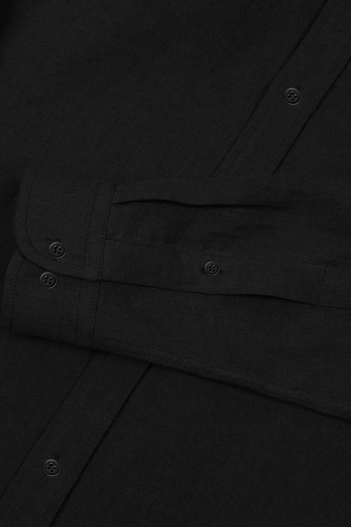 Bluemint % 100 Keten Comfort Fit Düğmeli Yaka Erkek Gömlek BM25002003MS 111 SİYAH - 3