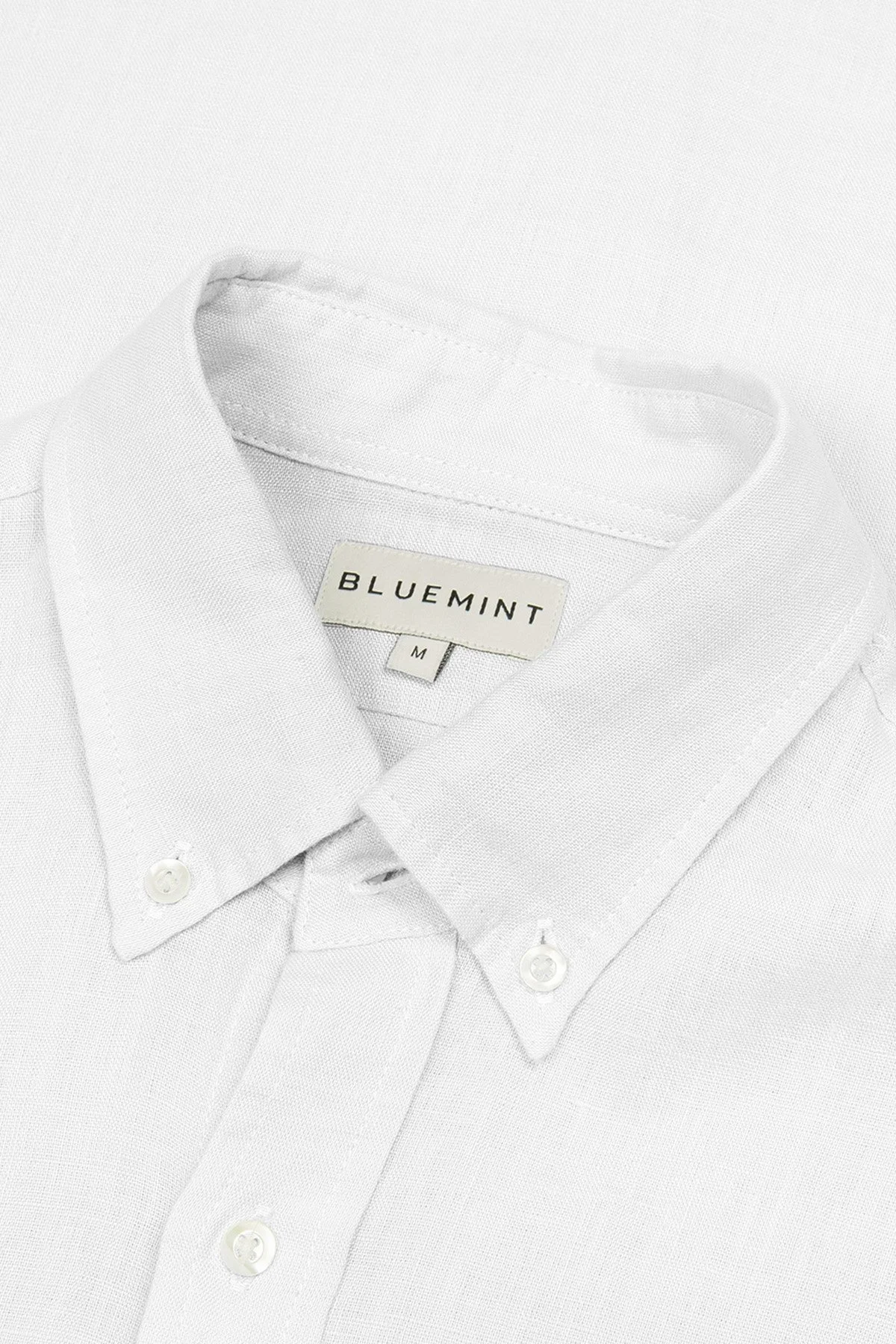 Bluemint % 100 Keten Comfort Fit Düğmeli Yaka Erkek Gömlek BM25002003MS 112 BEYAZ - 2