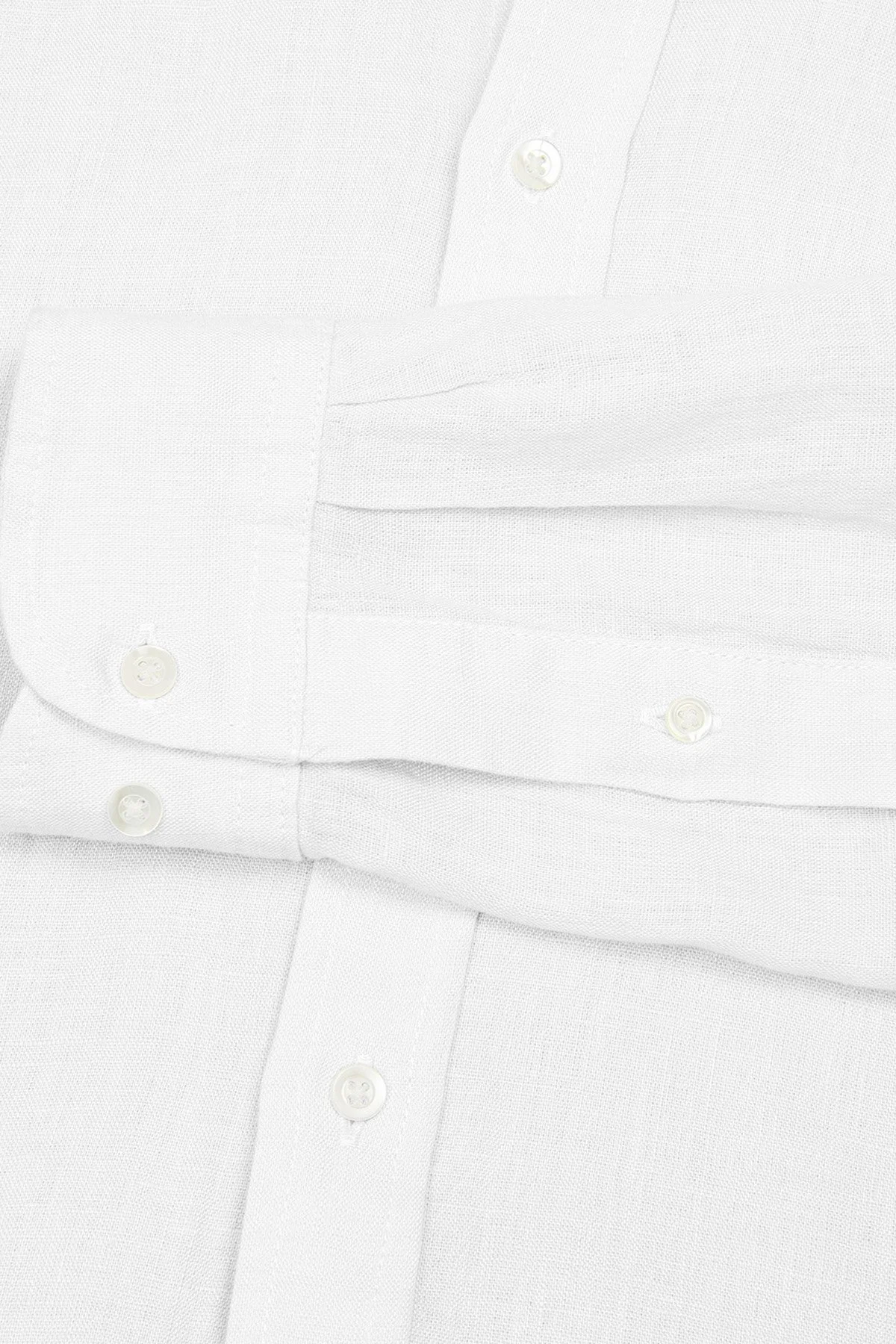 Bluemint % 100 Keten Comfort Fit Düğmeli Yaka Erkek Gömlek BM25002003MS 112 BEYAZ - 4