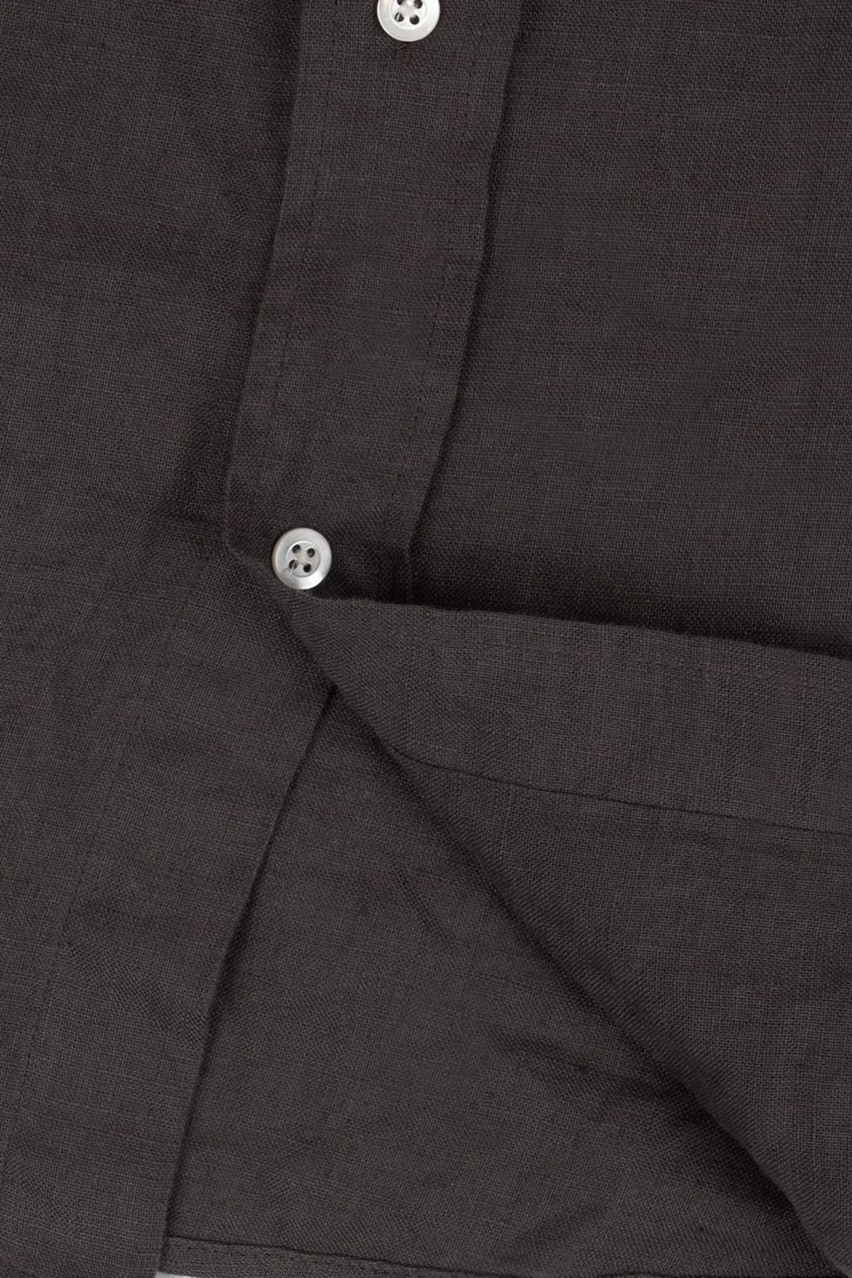 Bluemint % 100 Keten Comfort Fit Düğmeli Yaka Erkek Gömlek BM25002003MS 1175 ANTRASİT - 2