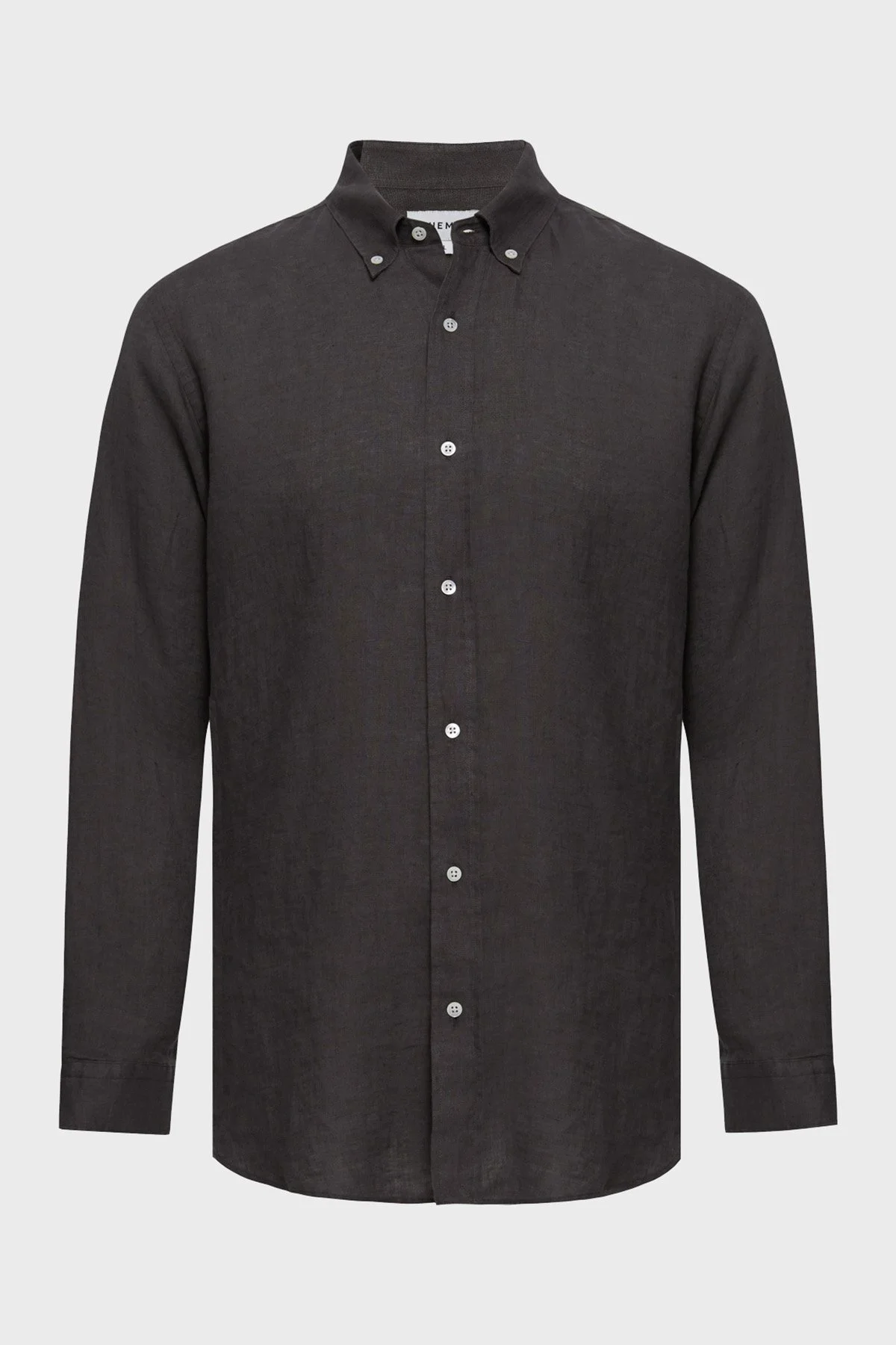 Bluemint % 100 Keten Comfort Fit Düğmeli Yaka Erkek Gömlek BM25002003MS 1175 ANTRASİT - 4