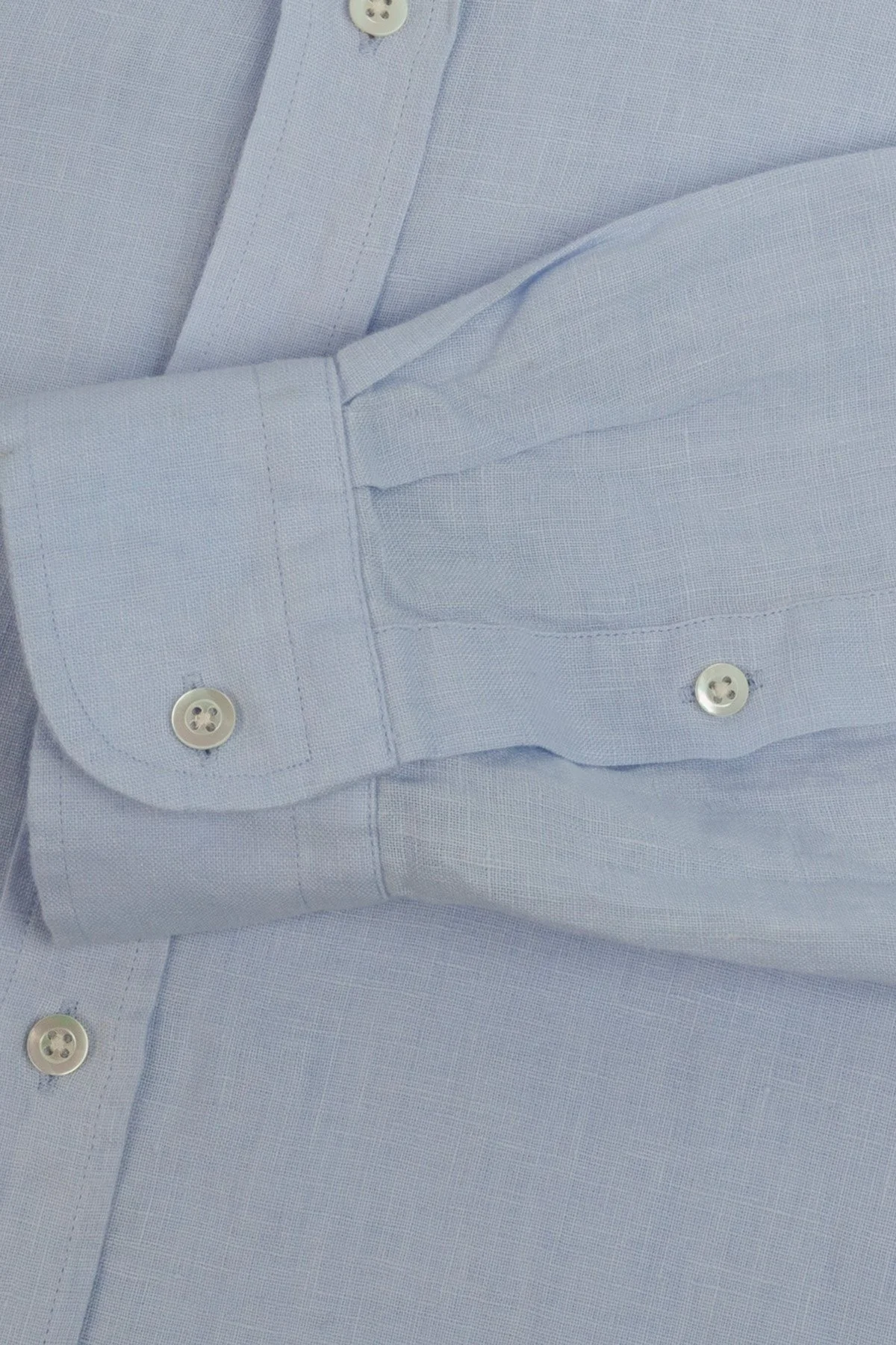 Bluemint % 100 Keten Comfort Fit Düğmeli Yaka Erkek Gömlek BM25002003MS 1209 AÇIK MAVİ - 6