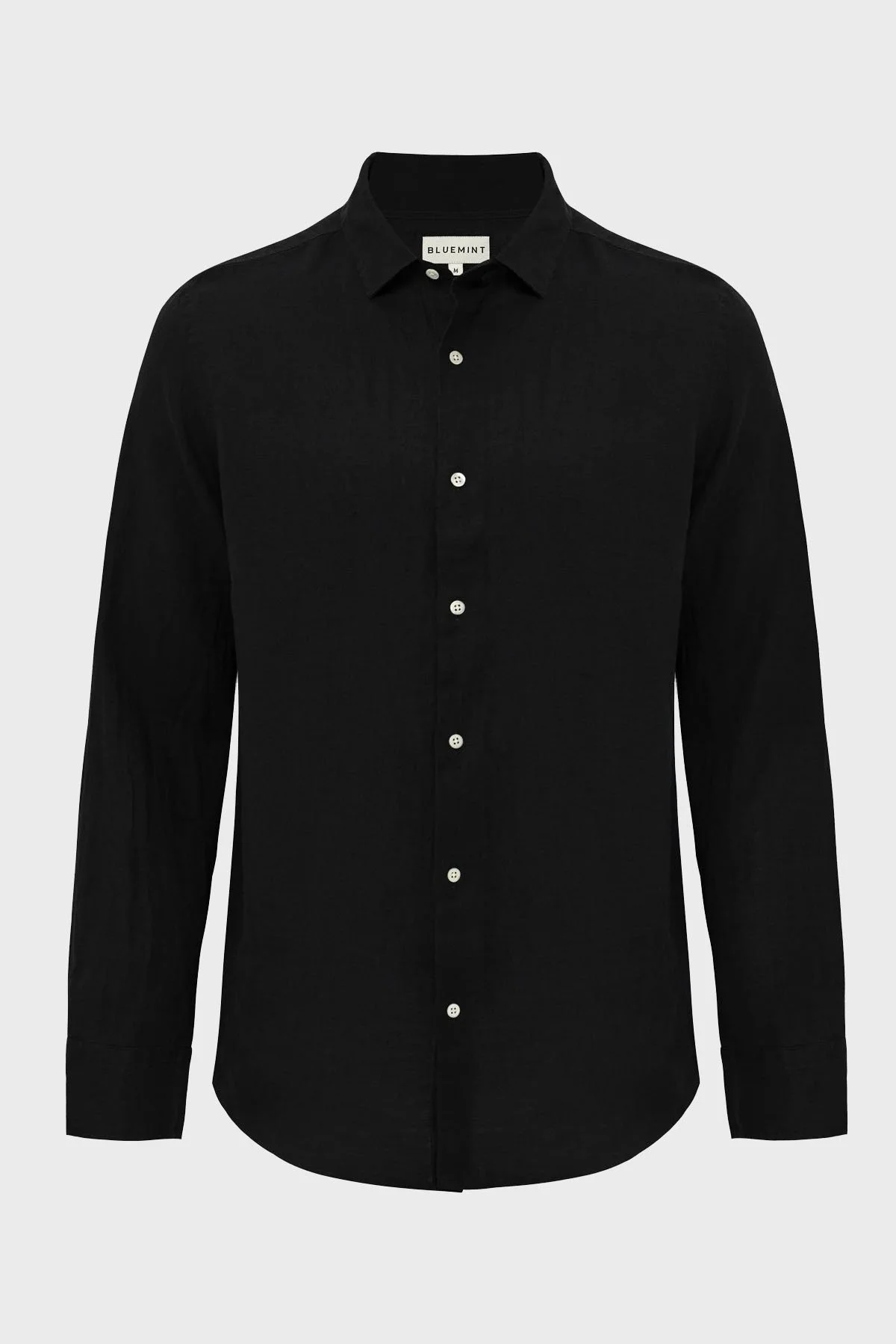 Bluemint % 100 Keten Comfort Fit Düz Yaka Erkek Gömlek BM25002092MS 111 SİYAH - 4