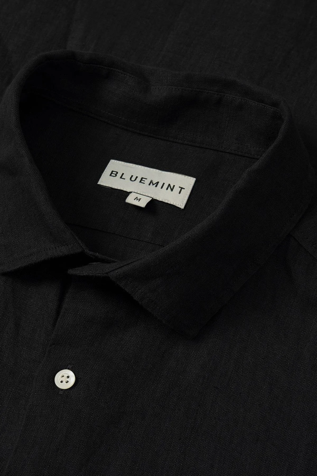 Bluemint % 100 Keten Comfort Fit Düz Yaka Erkek Gömlek BM25002092MS 111 SİYAH - 6