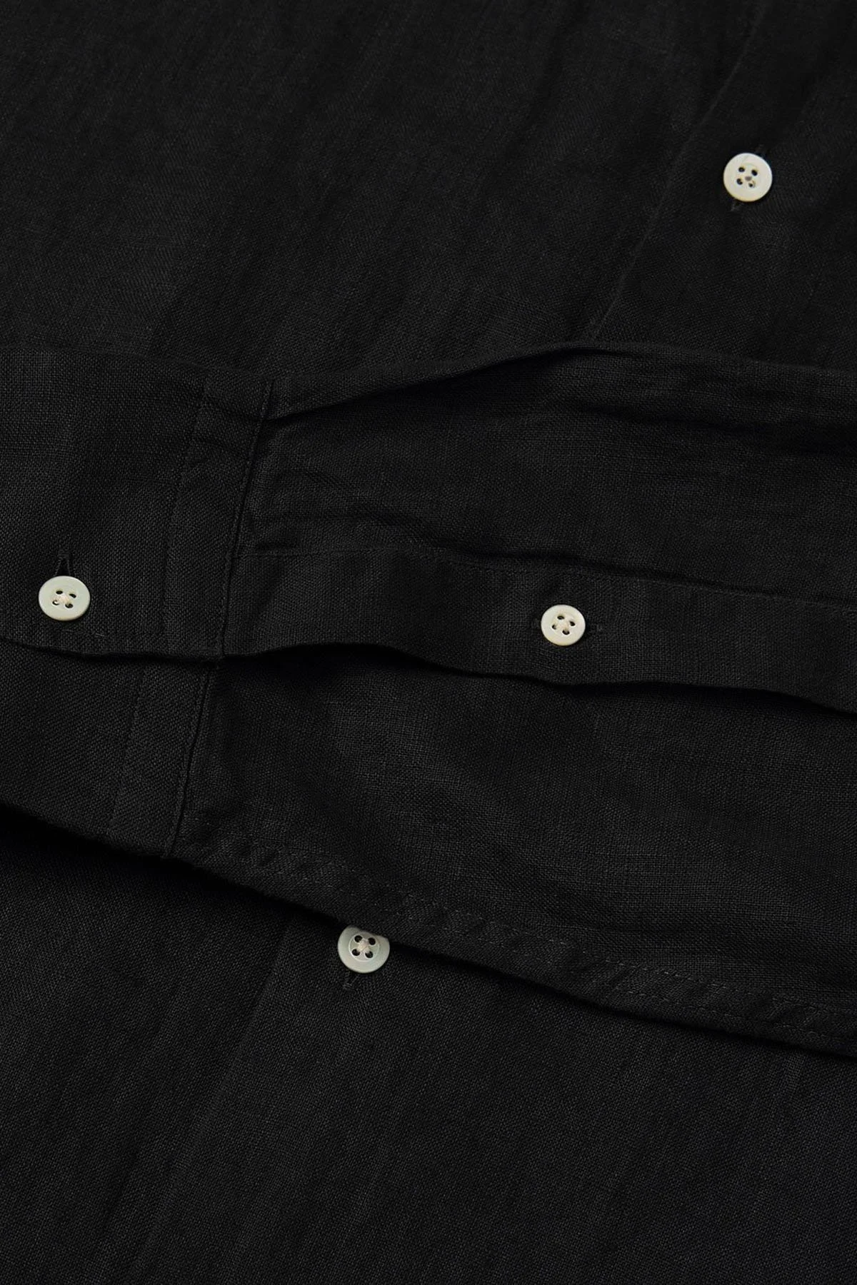 Bluemint % 100 Keten Comfort Fit Düz Yaka Erkek Gömlek BM25002092MS 111 SİYAH - 7