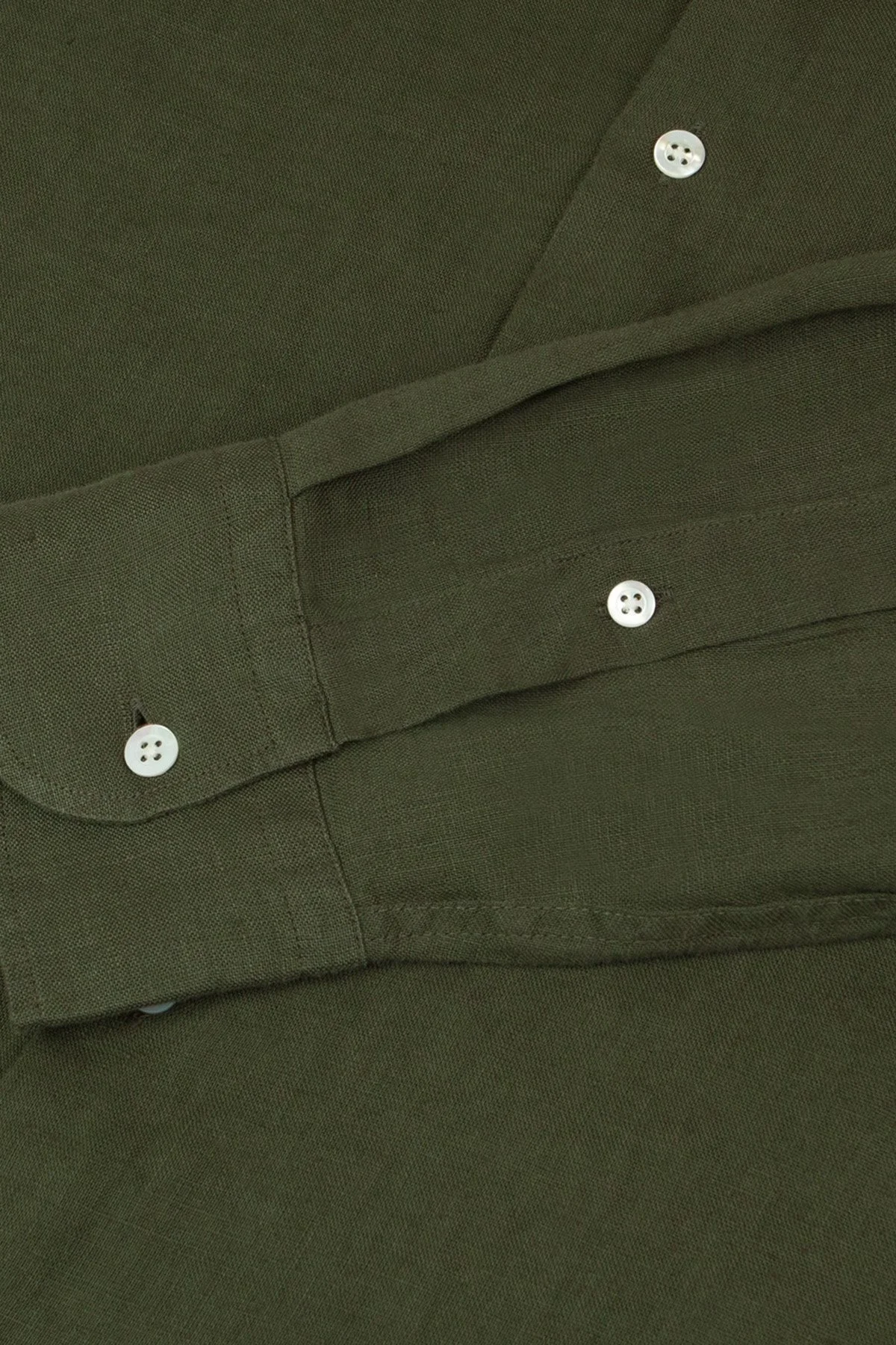 Bluemint % 100 Keten Comfort Fit Düz Yaka Erkek Gömlek BM25002092MS 332 HAKİ - 3