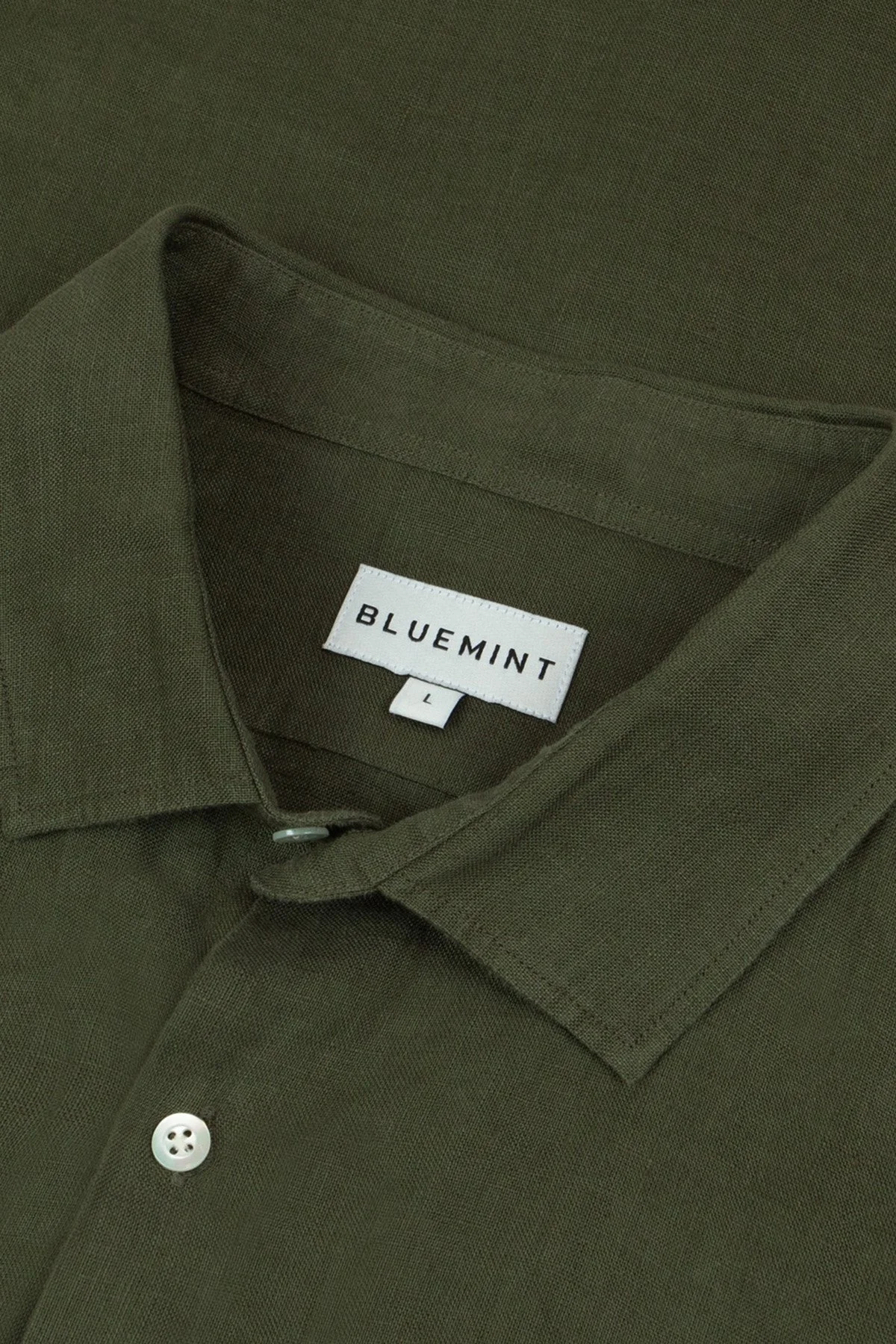 Bluemint % 100 Keten Comfort Fit Düz Yaka Erkek Gömlek BM25002092MS 332 HAKİ - 5