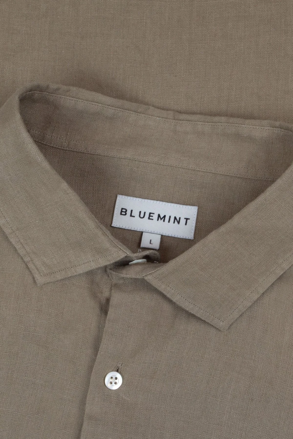 Bluemint % 100 Keten Comfort Fit Düz Yaka Erkek Gömlek BM25002092MS 836 AÇIK HAKİ - 7