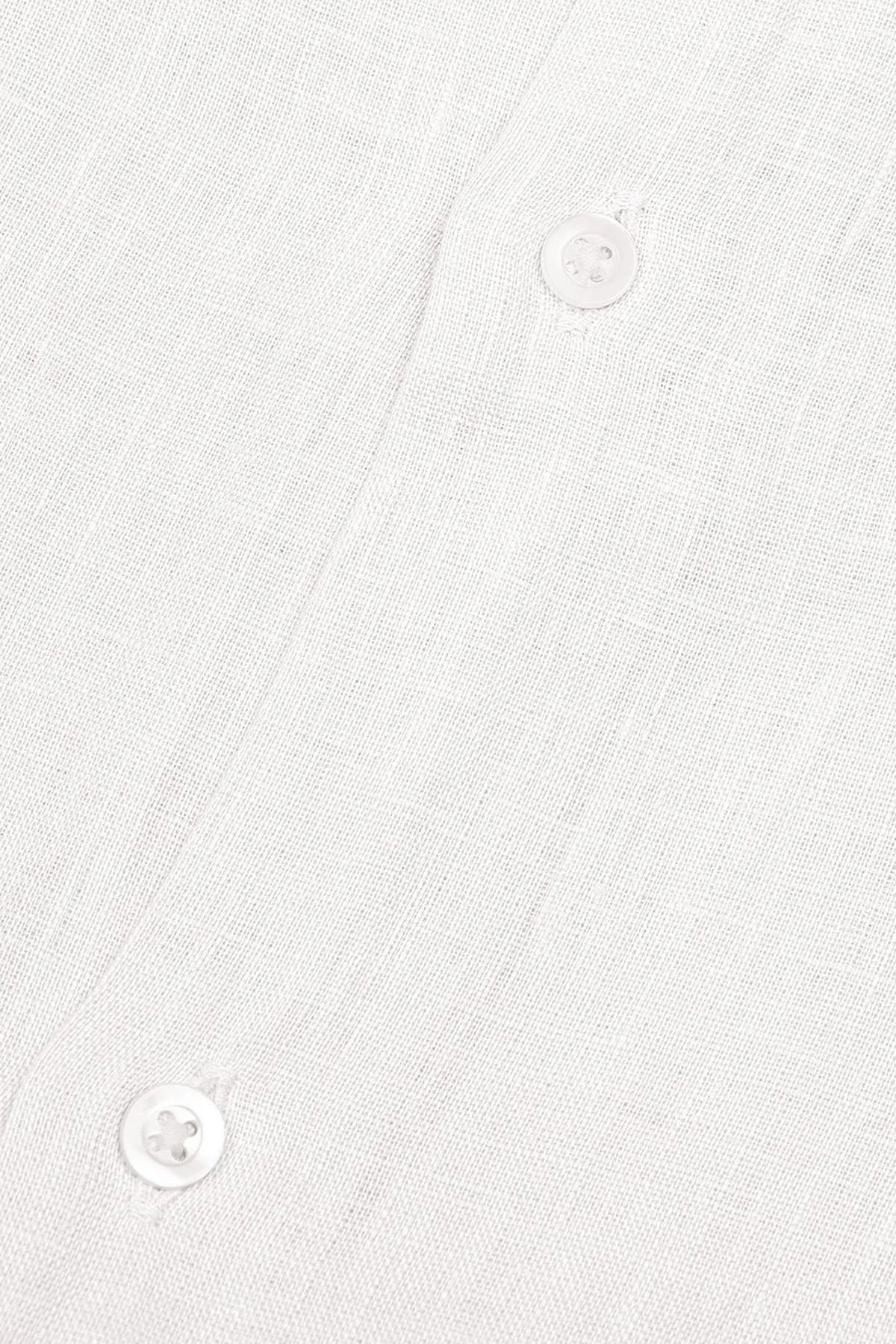 Bluemint % 100 Keten Comfort Fit Kısa Kollu Apaş Yaka Erkek Gömlek BM25002107MS 112 BEYAZ - 3