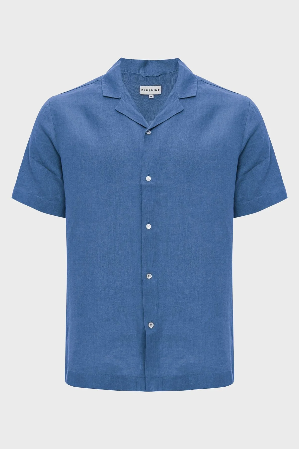 Bluemint % 100 Keten Comfort Fit Kısa Kollu Apaş Yaka Erkek Gömlek BM25002107MS 1157 MAVİ - 4