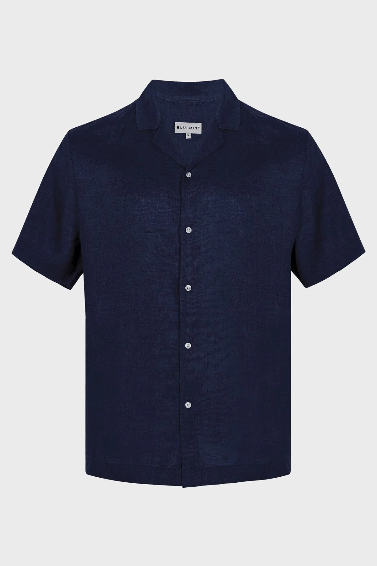 Bluemint % 100 Keten Comfort Fit Kısa Kollu Apaş Yaka Erkek Gömlek BM25002107MS 155 LACİVERT - 4