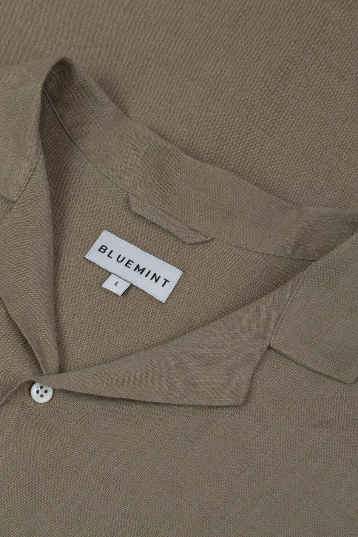 Bluemint % 100 Keten Comfort Fit Kısa Kollu Apaş Yaka Erkek Gömlek BM25002107MS 836 AÇIK HAKİ - 2