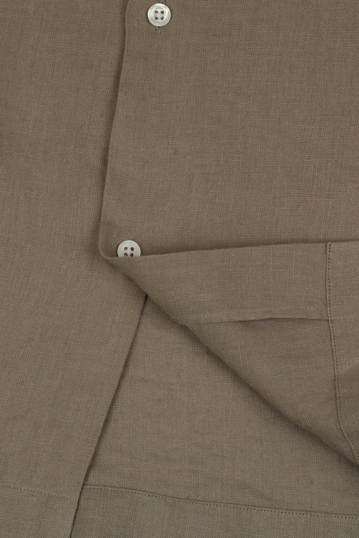 Bluemint % 100 Keten Comfort Fit Kısa Kollu Apaş Yaka Erkek Gömlek BM25002107MS 836 AÇIK HAKİ - 3